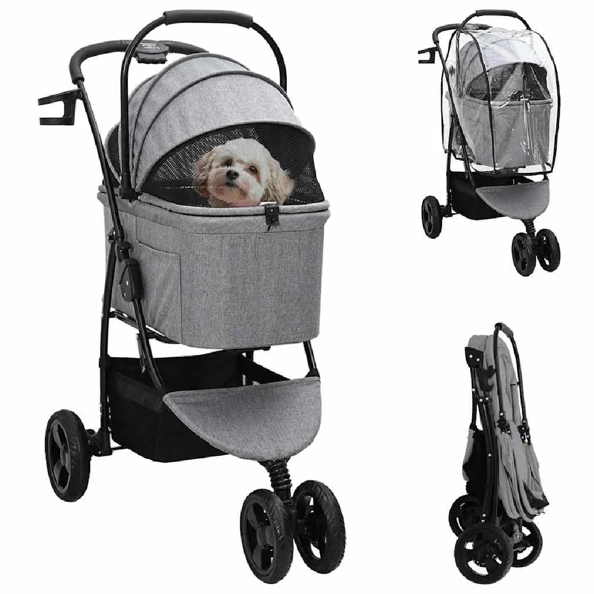 vidaXL Poussette Pliante pour Animaux Réglable 78 x 54 x 101 cm - vue 4