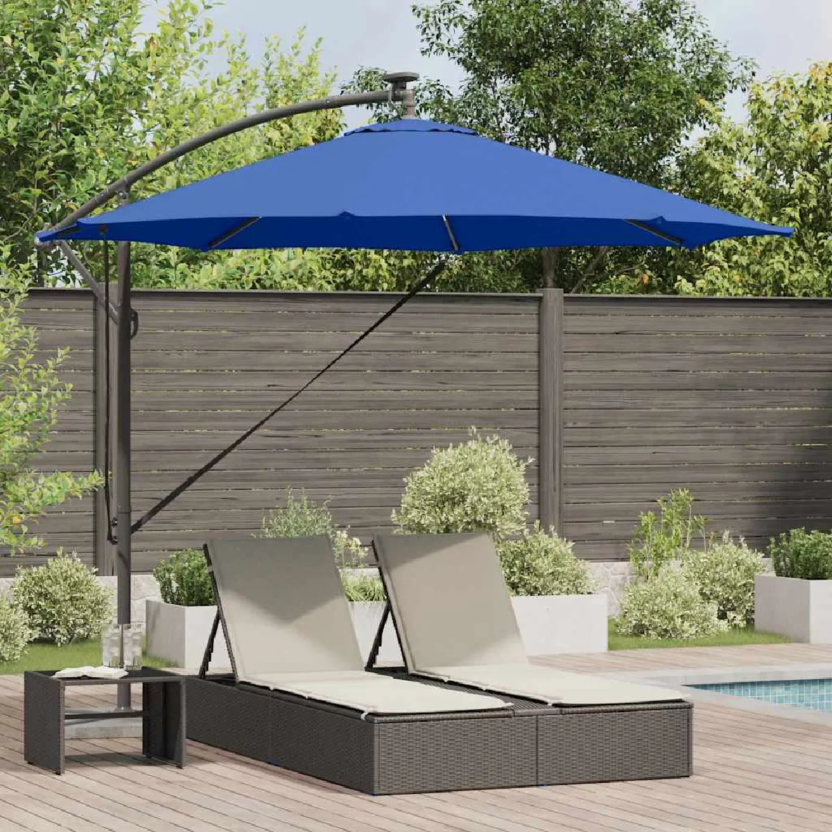 vidaXL Parasol banane à mât déporté 294 x 294 x 248 cm - vue 5