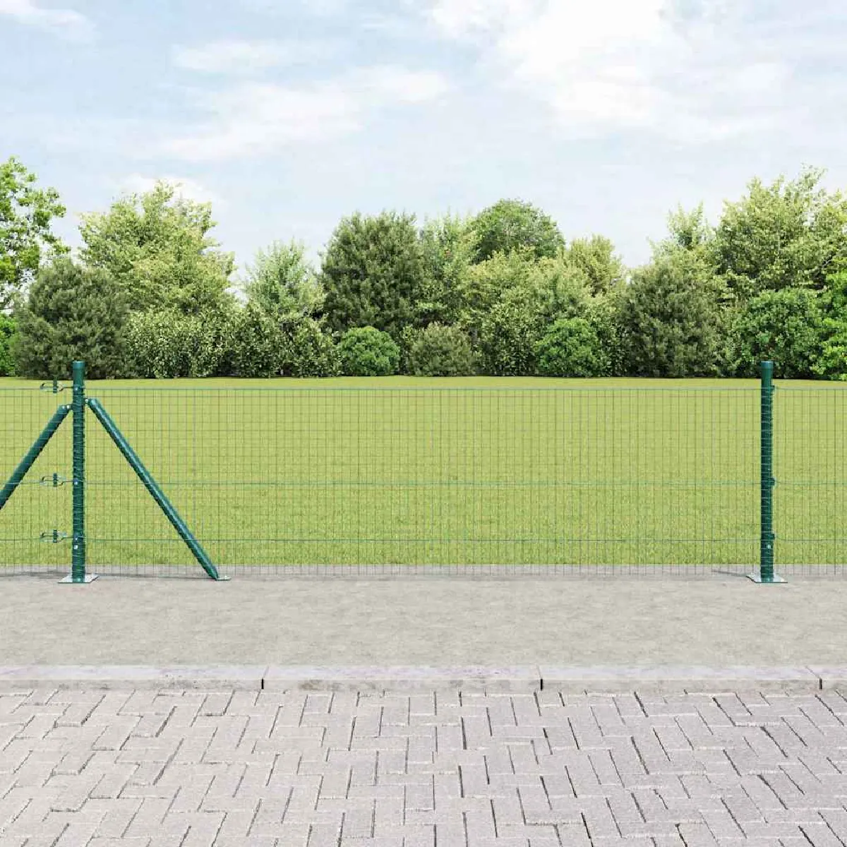vidaXL Clôture Hexagonale 1.2x100 Acier Poteaux de Clôture 13 pcs Verts Ø32 mm 170 cm Acier Galvanisé - vue 8