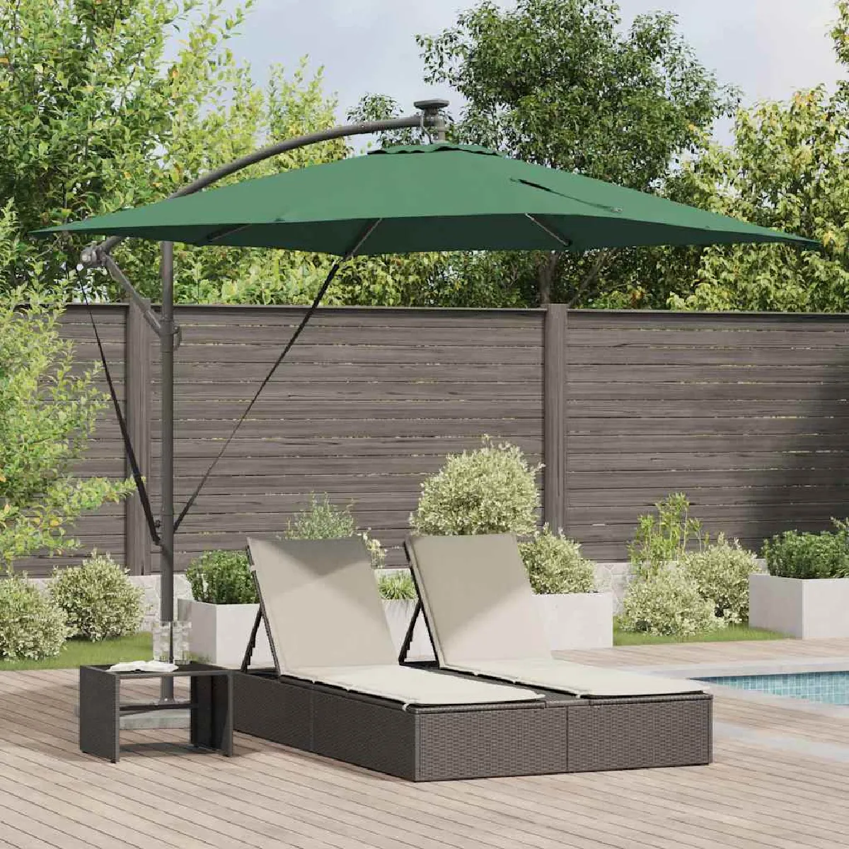 vidaXL Parasol banane à mât déporté 249 x 249 x 250 cm - vue 6