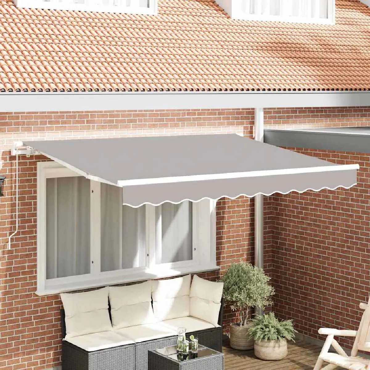 vidaXL Auvent Rétractable Gris clair 300 x 200 cm tissu