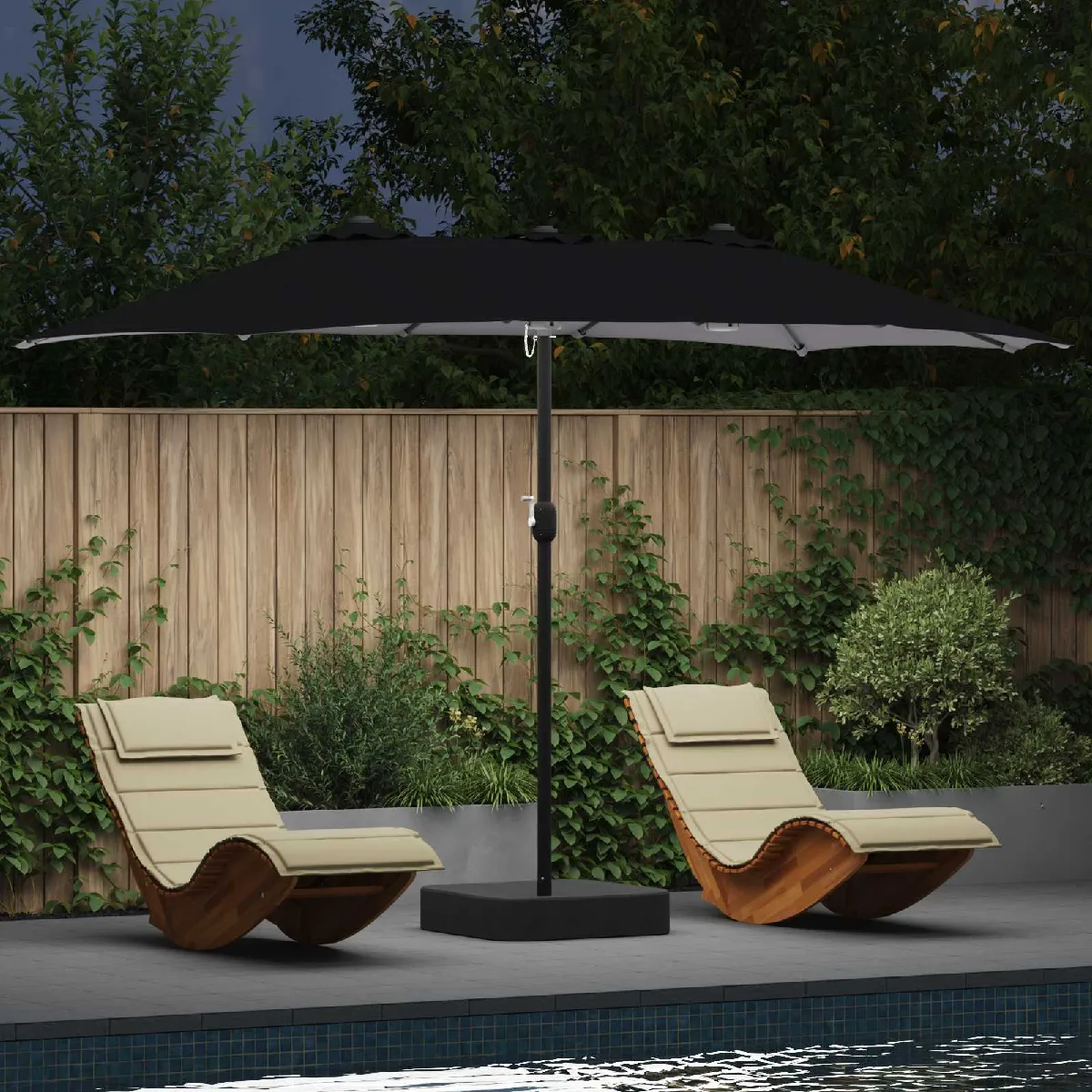 vidaXL Parasol de jardin Couleur sable 385 x 209 x 244 cm tissu - vue 2