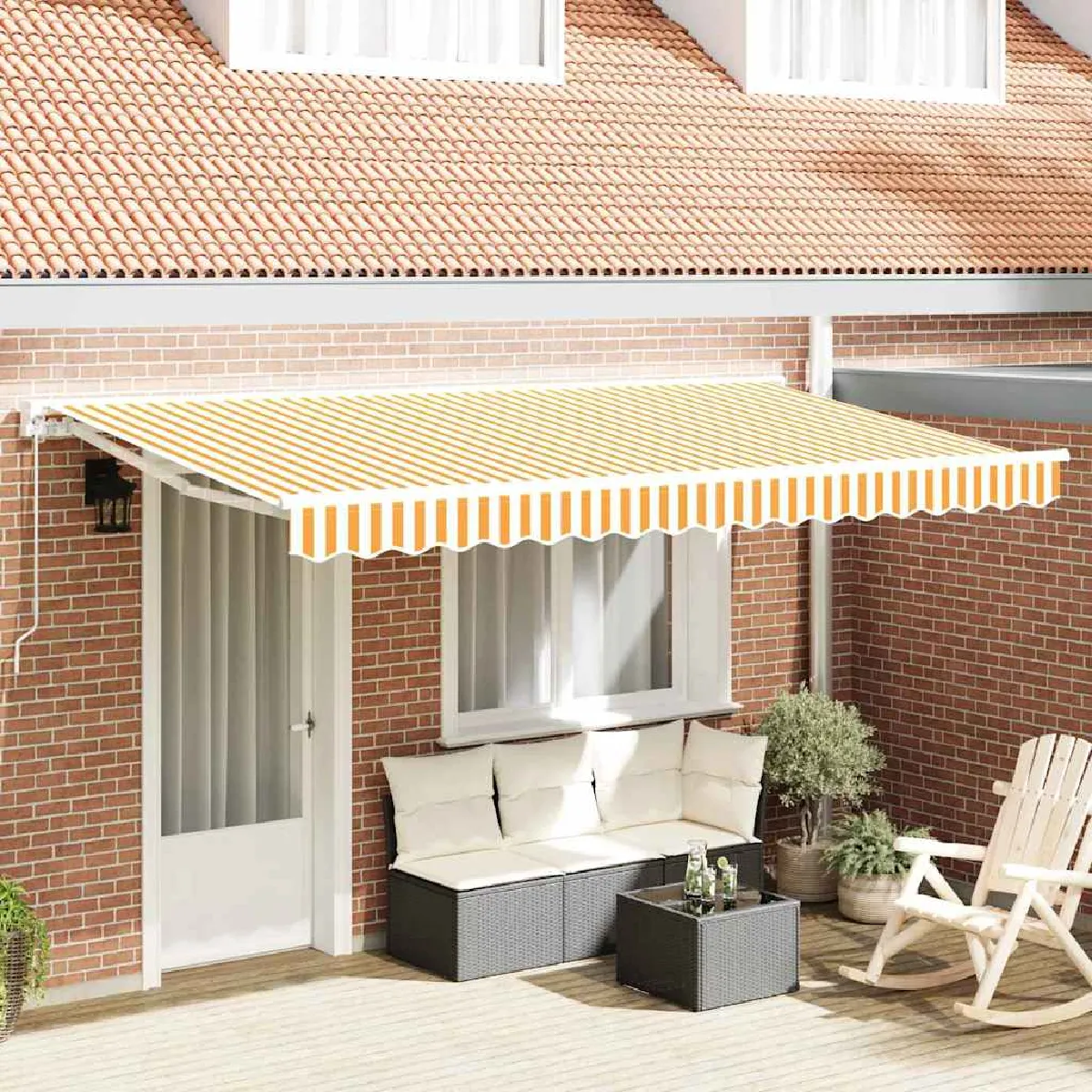 vidaXL Cadre d'auvent Jaune et blanc 350 x 200 cm