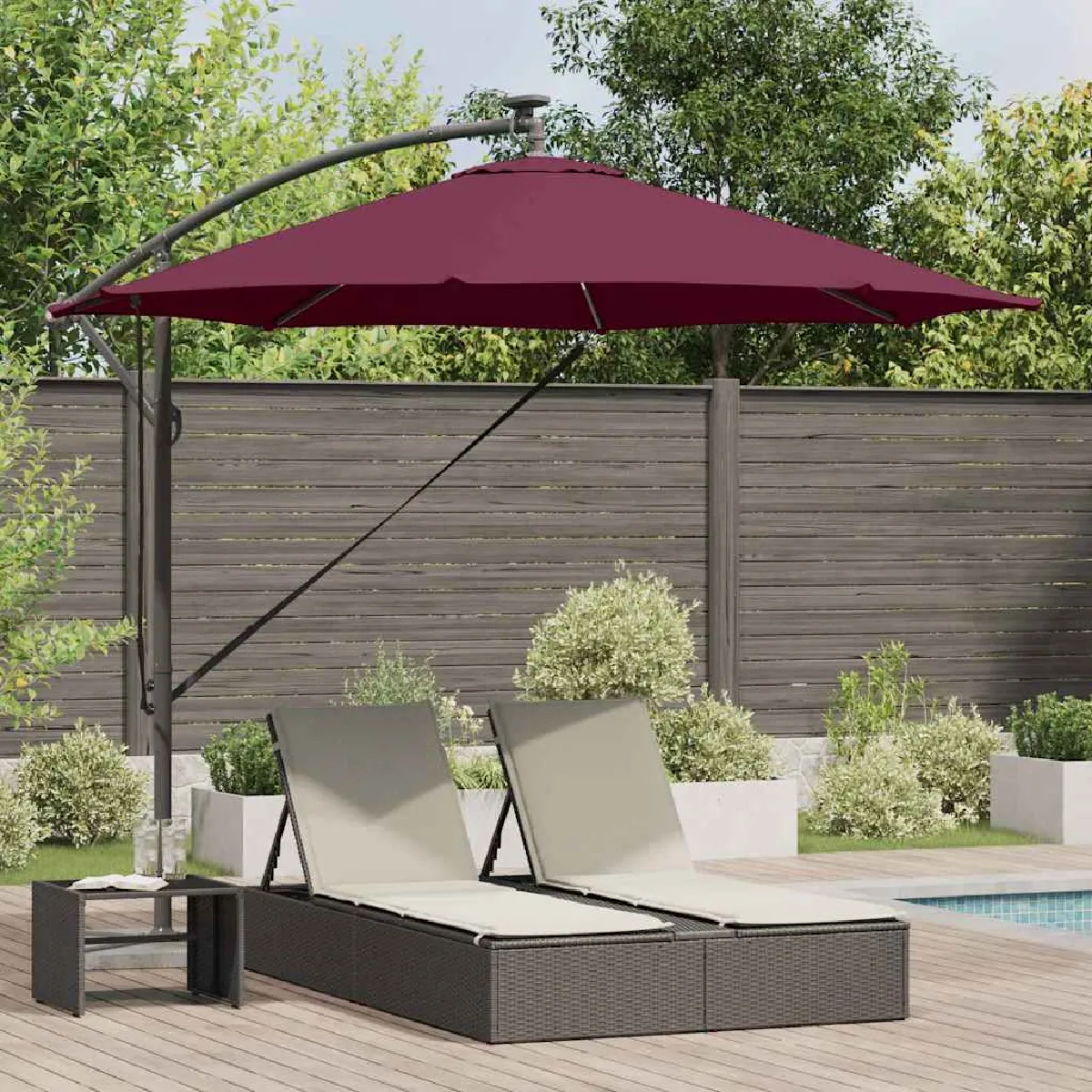 vidaXL Parasol banane à mât déporté 294 x 294 x 248 cm