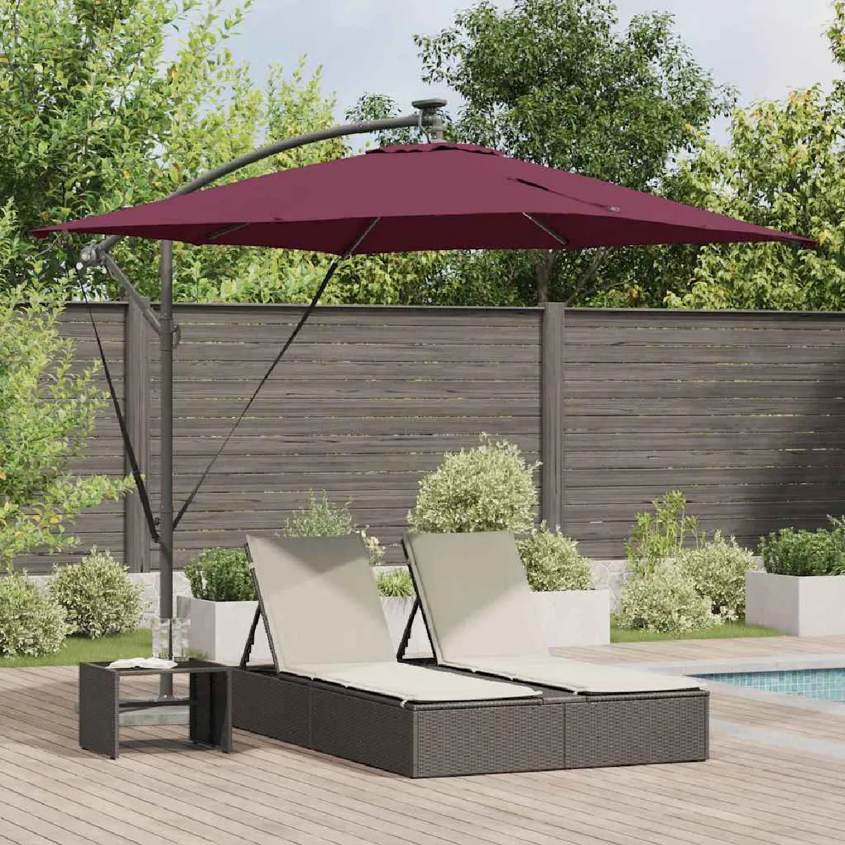 vidaXL Parasol banane à mât déporté 249 x 249 x 250 cm - vue 4