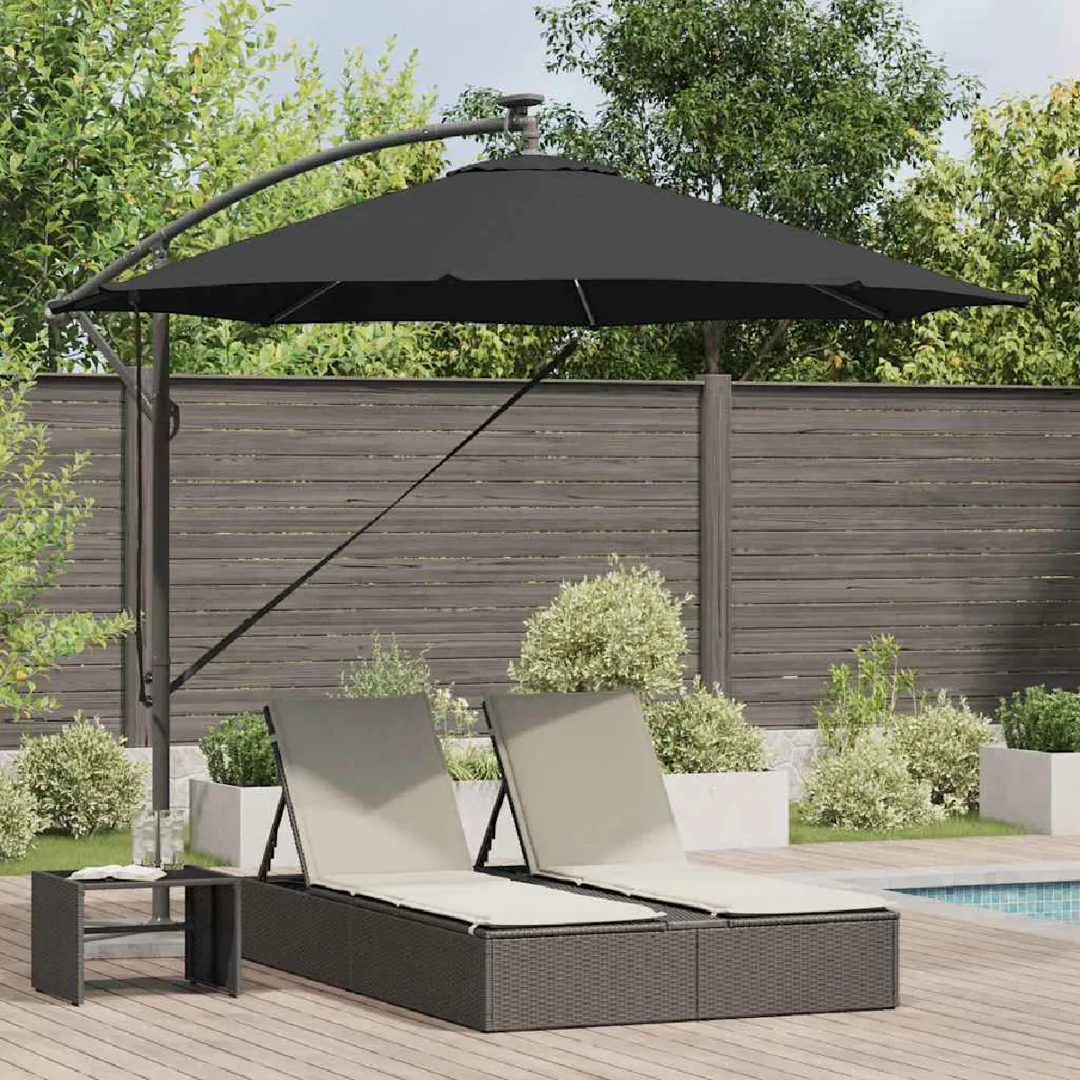 vidaXL Parasol banane à mât déporté 294 x 294 x 248 cm - vue 4