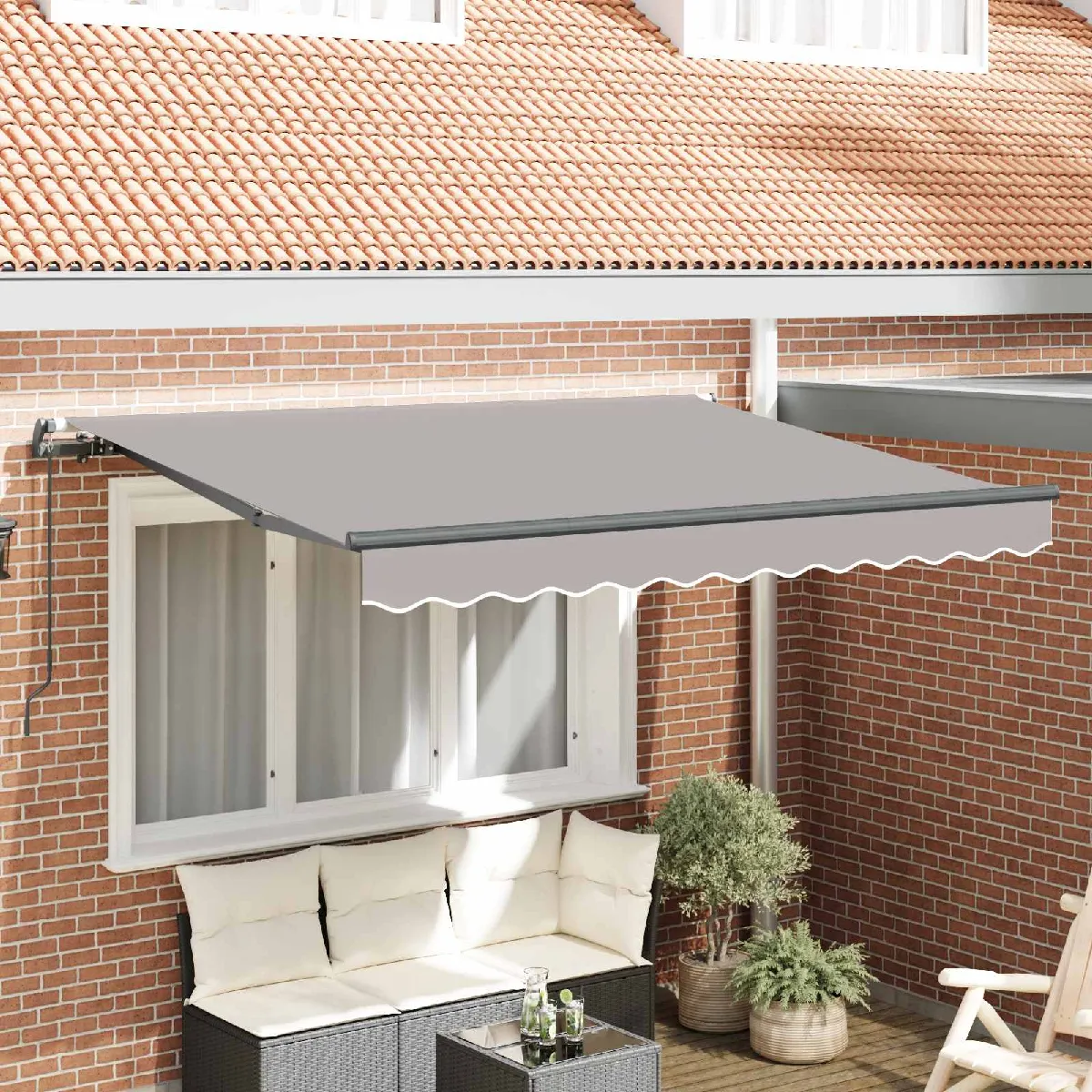 vidaXL Auvent Rétractable Gris clair 300 x 200 cm tissu