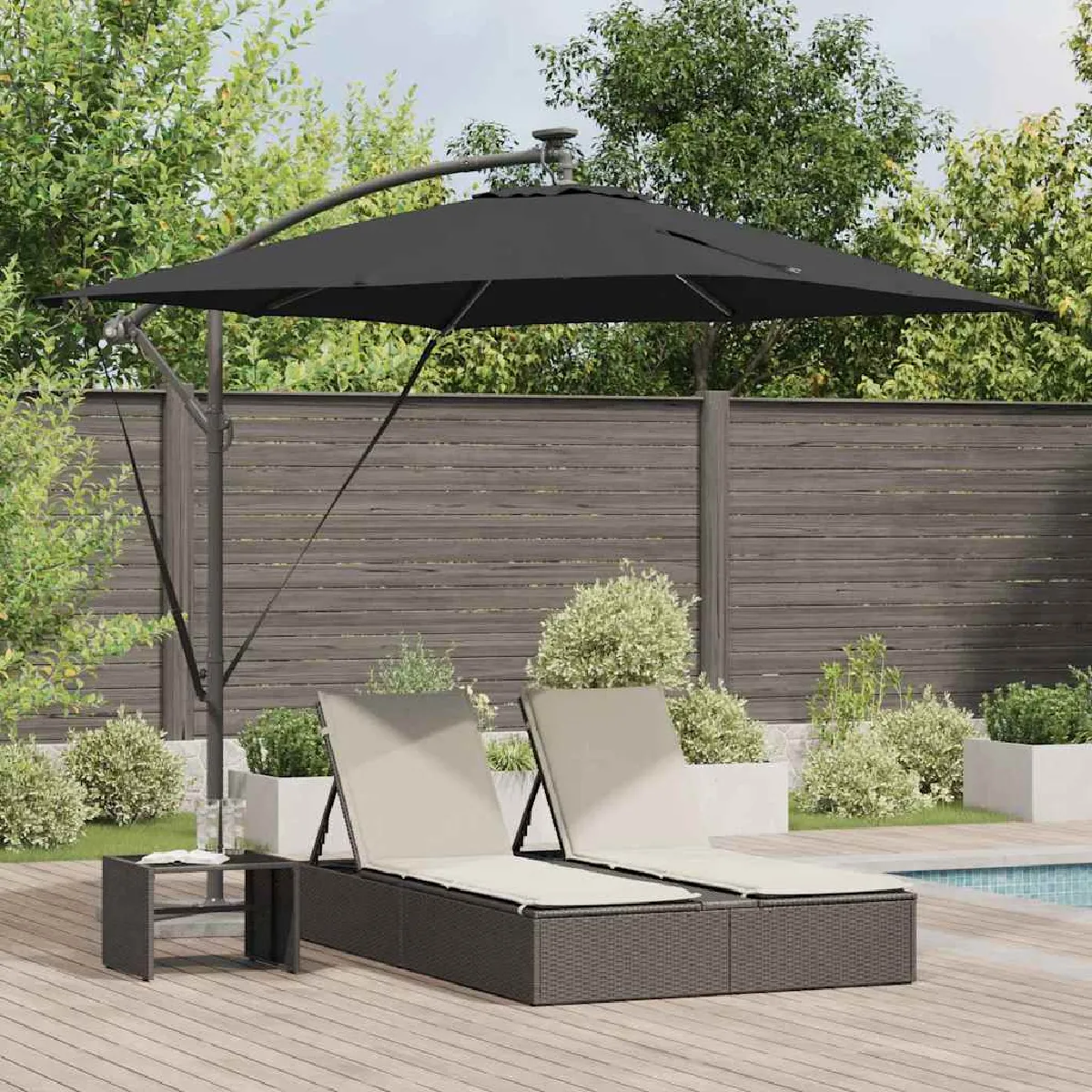 vidaXL Parasol banane à mât déporté 249 x 249 x 250 cm - vue 3