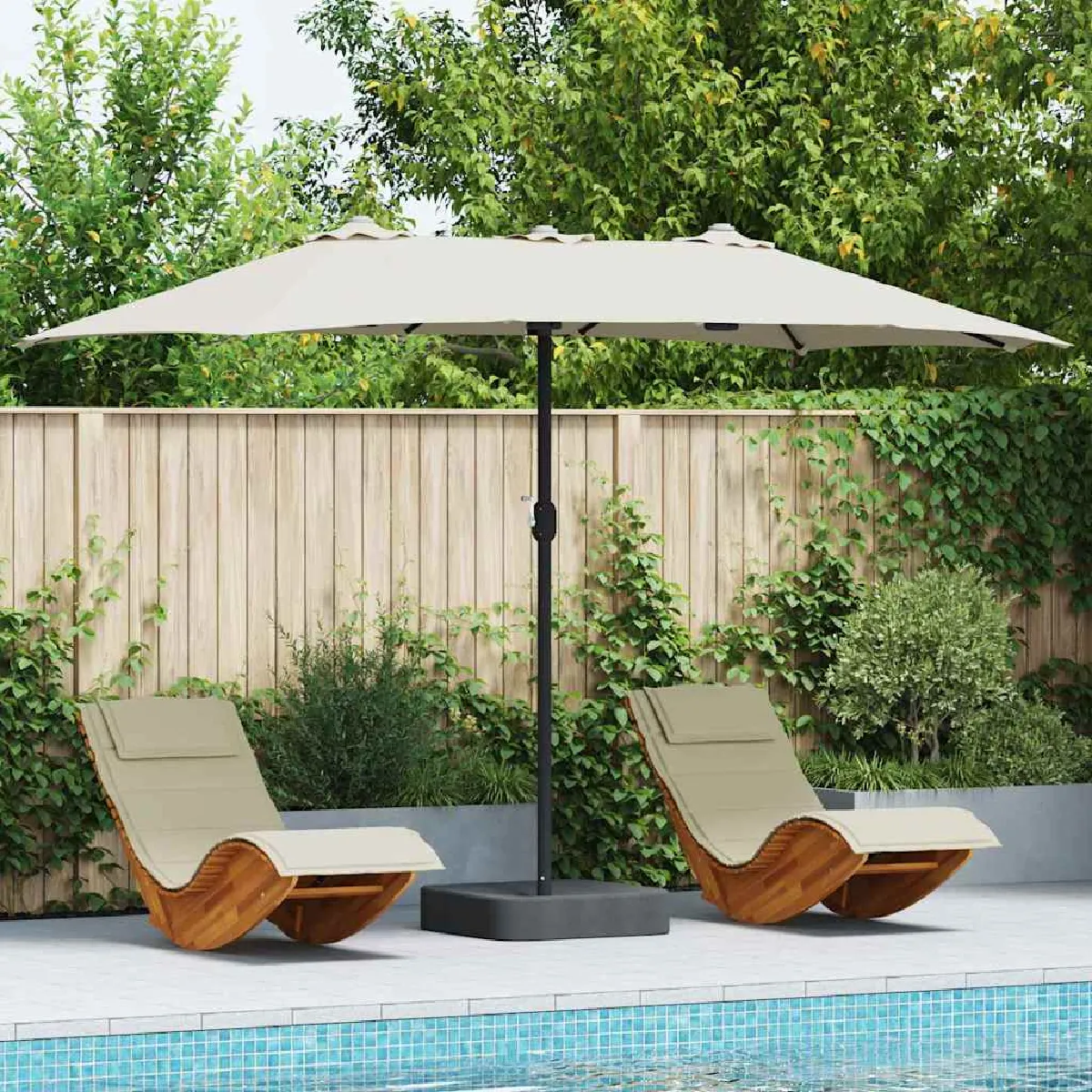 vidaXL Parasol de jardin Couleur sable 385 x 209 x 244 cm tissu