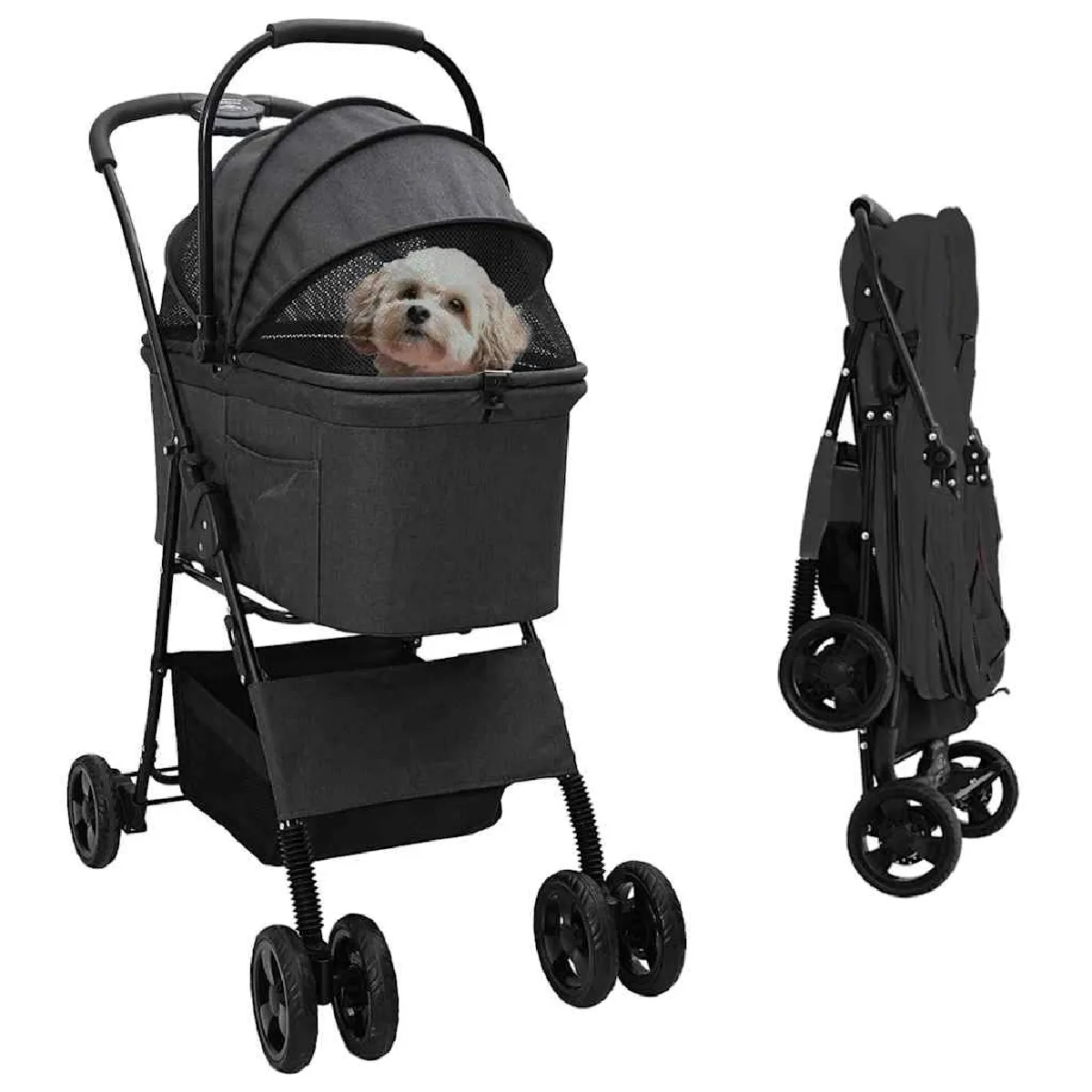 vidaXL Poussette Pliante pour Animaux Réglable 81 x 47 x 99 cm