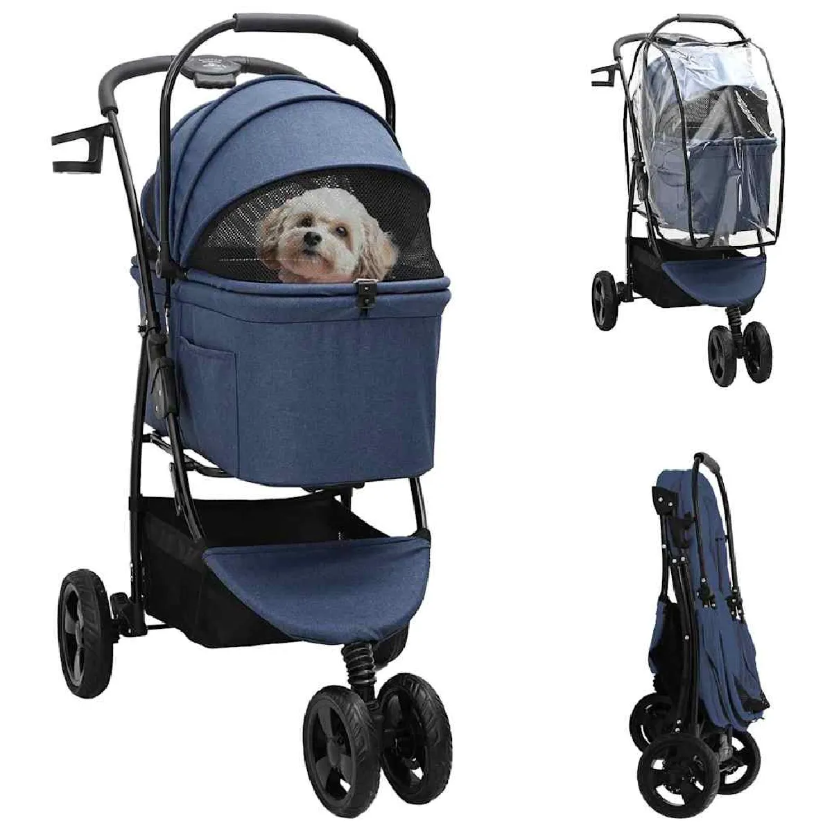 vidaXL Poussette Pliante pour Animaux Réglable 78 x 54 x 101 cm