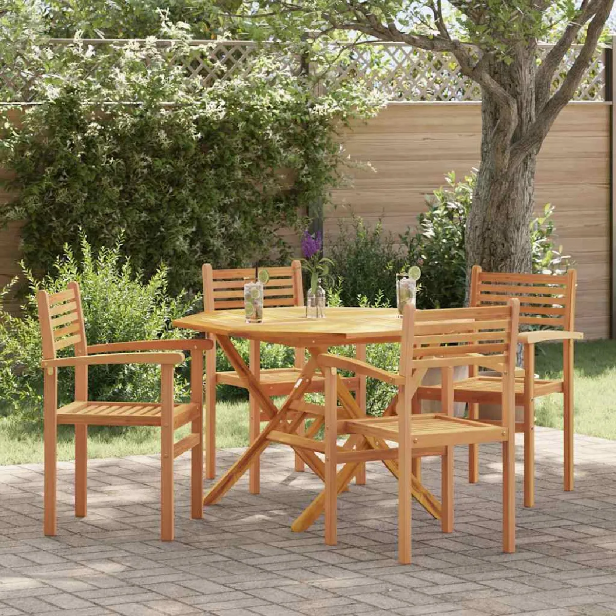 vidaXL Chaises empilables de jardin 4 pcs 55 5 x 55 5 x 90 cm - vue 2