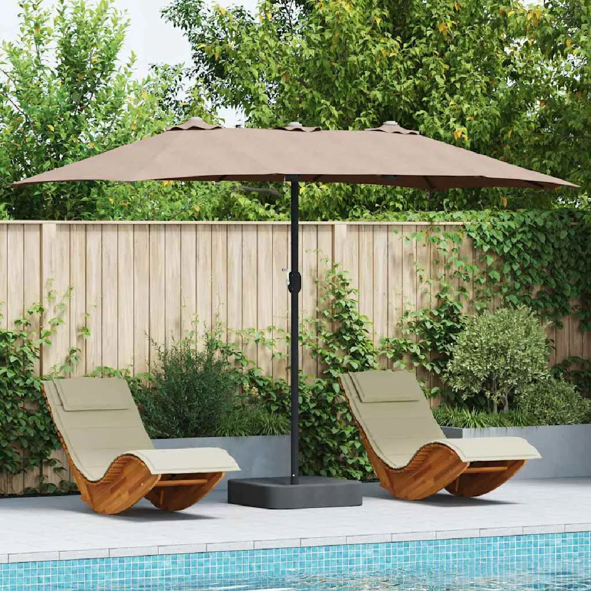 vidaXL Parasol de jardin Couleur sable 385 x 209 x 244 cm tissu - vue 7