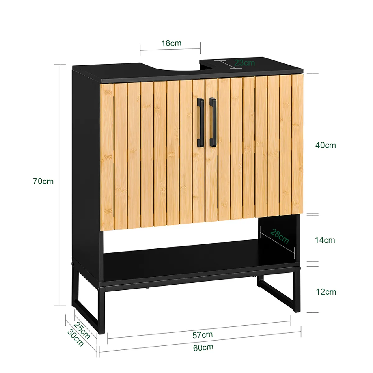 SoBuy Meuble sous Lavabo pour Salle de Bain en Bambou et Métal Compact WC