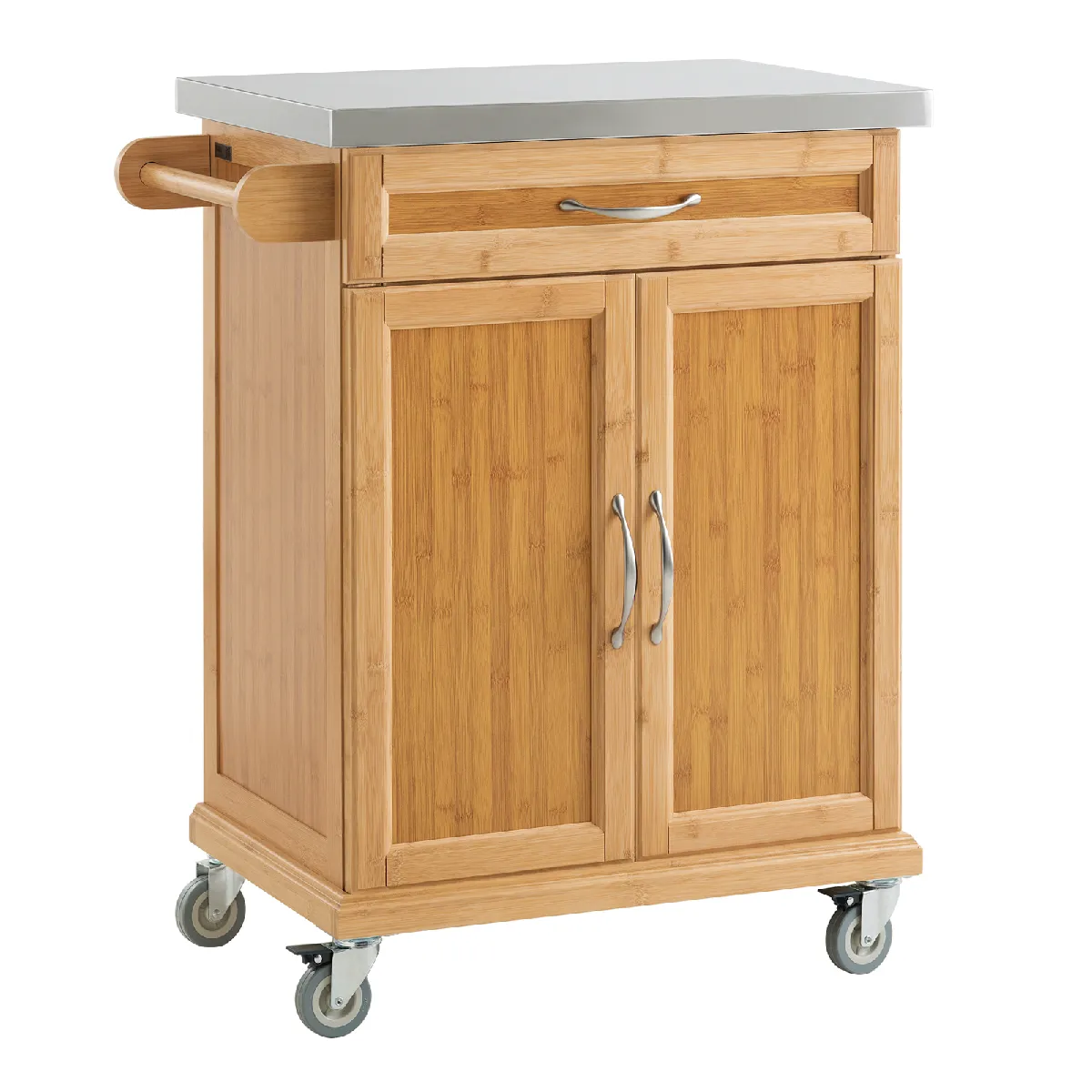 SoBuy Desserte de Cuisine Roulante avec Plateau Inox et Rangement en Bambou