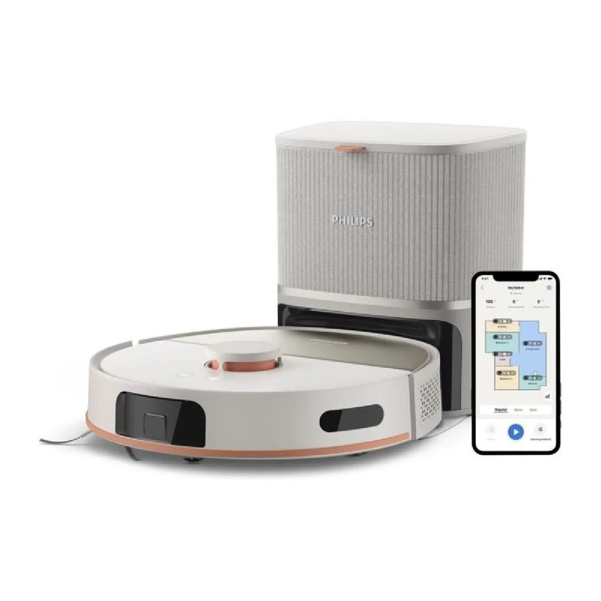 Aspirateur Robot Laveur PHILIPS XU510020 10000 Pa Auto vidange Navigation Laser - vue 2