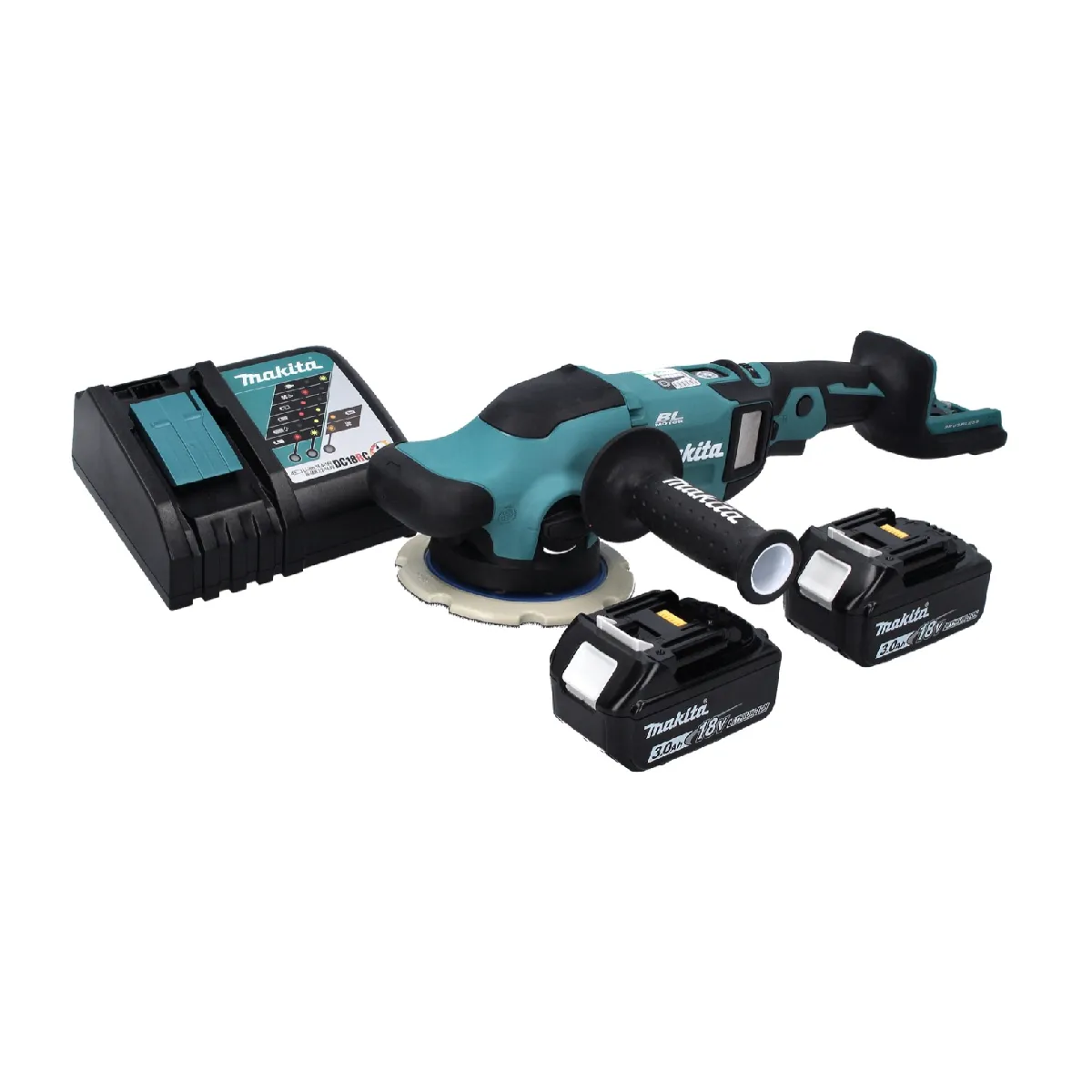 Makita DPO 600 RF Ponceuse excentrique sans fil 18 V 150 mm XPT Brushless + 2 batteries 3 0 Ah + chargeur - vue 2
