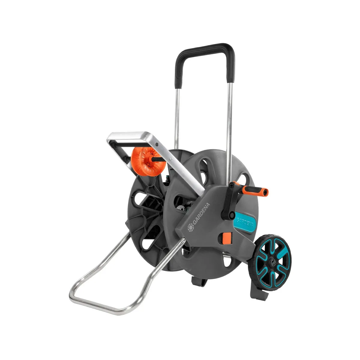 Dévidoir CleverRoll Easy de GARDENA : dévidoir sur roues d'une capacité de 100 particulièrement stable avec guidage confortable dans un cadre métallique robuste antigoutte 18520 20 - vue 8