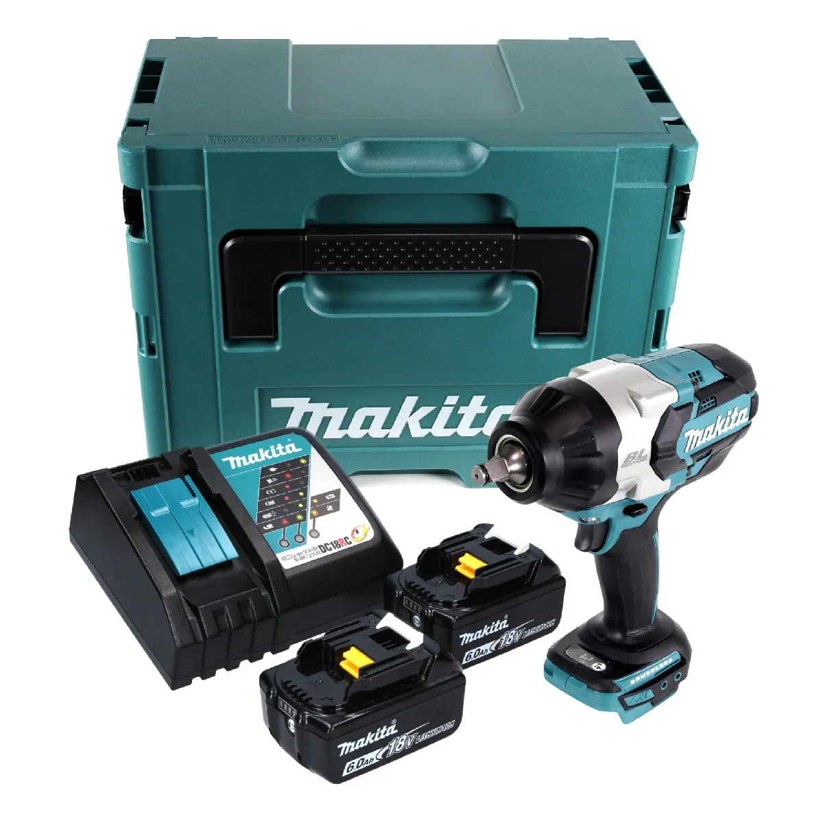 Makita DTW 1002 RGJ Clé à choc sans fil 18 V 1000 Nm 12 Brushless + 2x batterie 6 0 Ah + chargeur + Makpac - vue 2