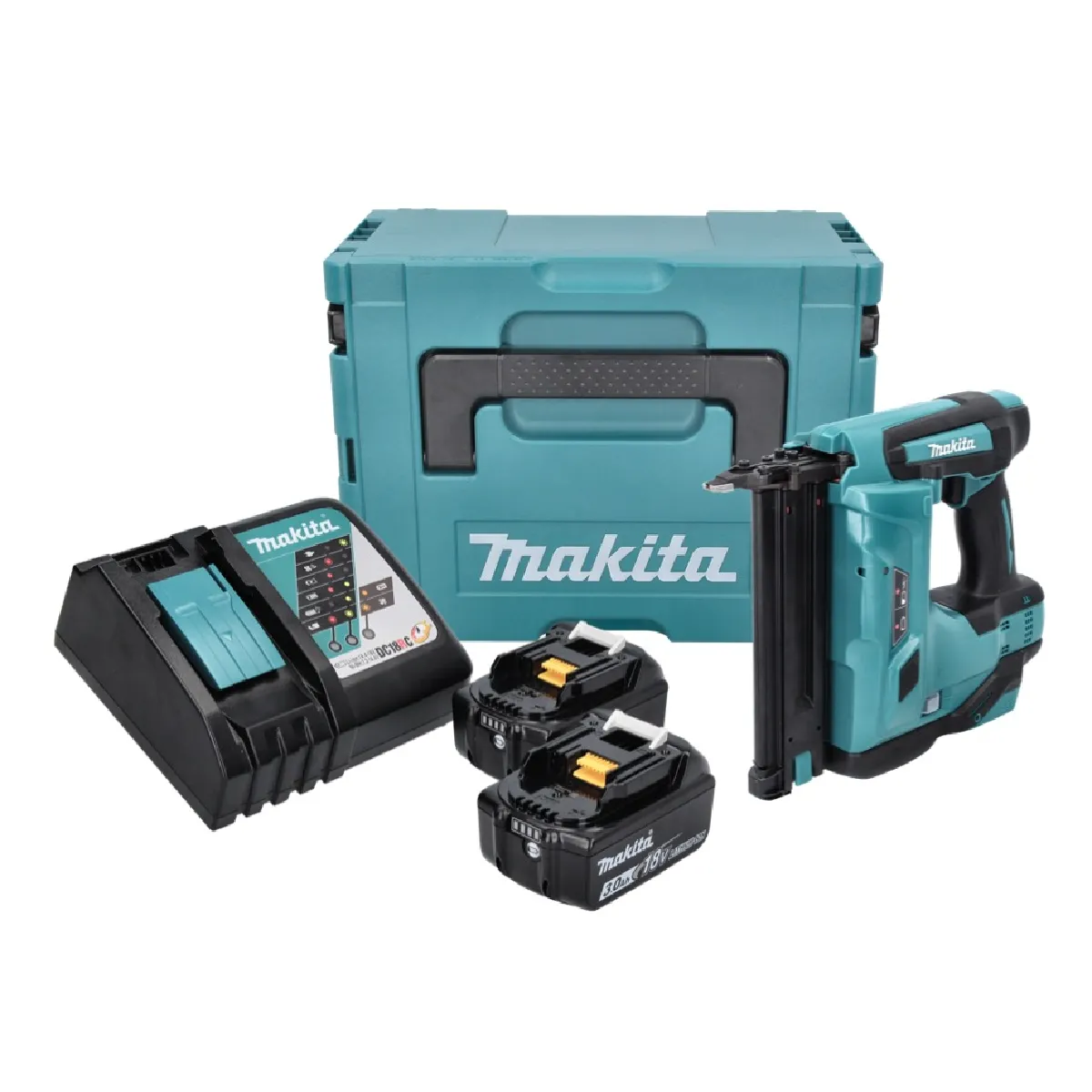 Makita DBN 500 RFJ Cloueuse sans fil 15 50 mm 18 V + 2x Batteries 3 0 Ah + Makpac + Chargeur - vue 2