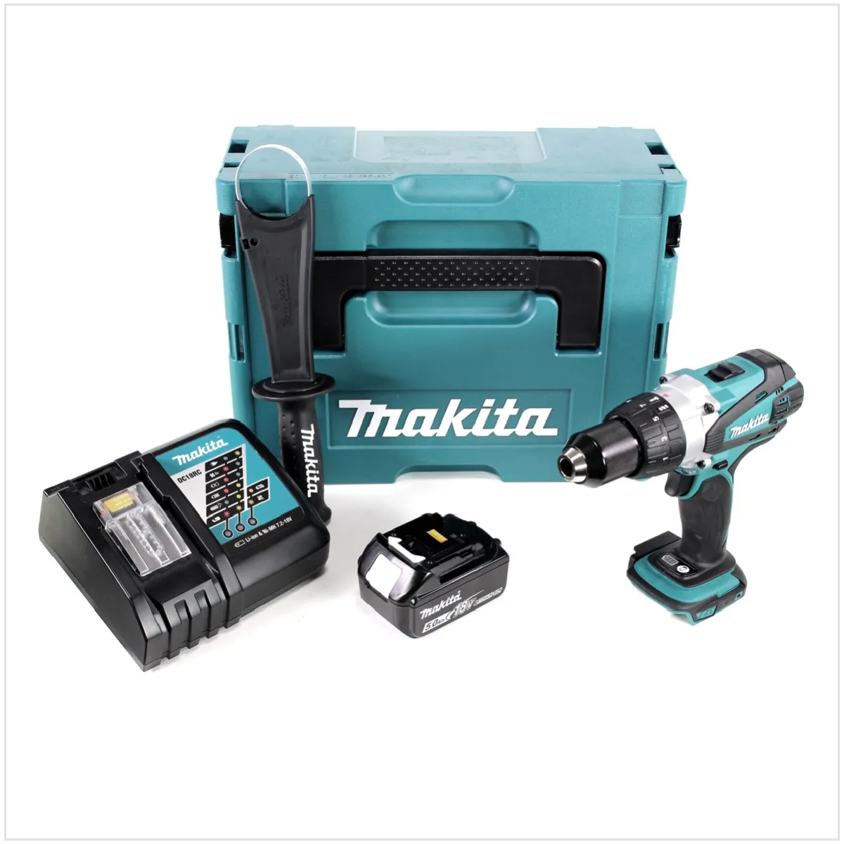 Perceuse visseuse sans fil 18V 91 Nm Makita DDF 458 RT1J en Makpac avec 1x BL 1850 B batterie 5 0 Ah et chargeur DC18RC - vue 2