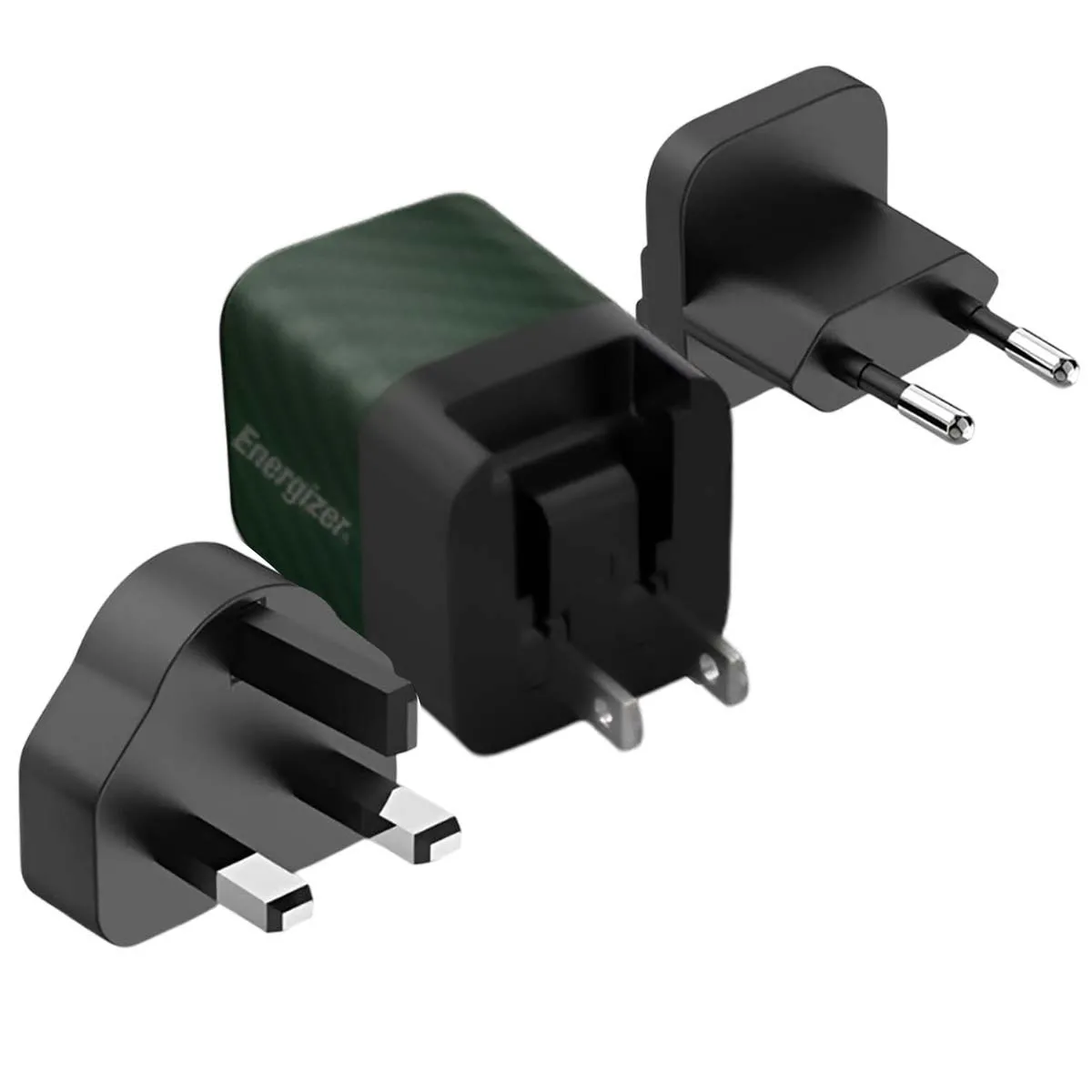 ENERGIZER Chargeur Secteur GaN 4A USB-C 20W Multiprise EU / UK / US Noir / Vert