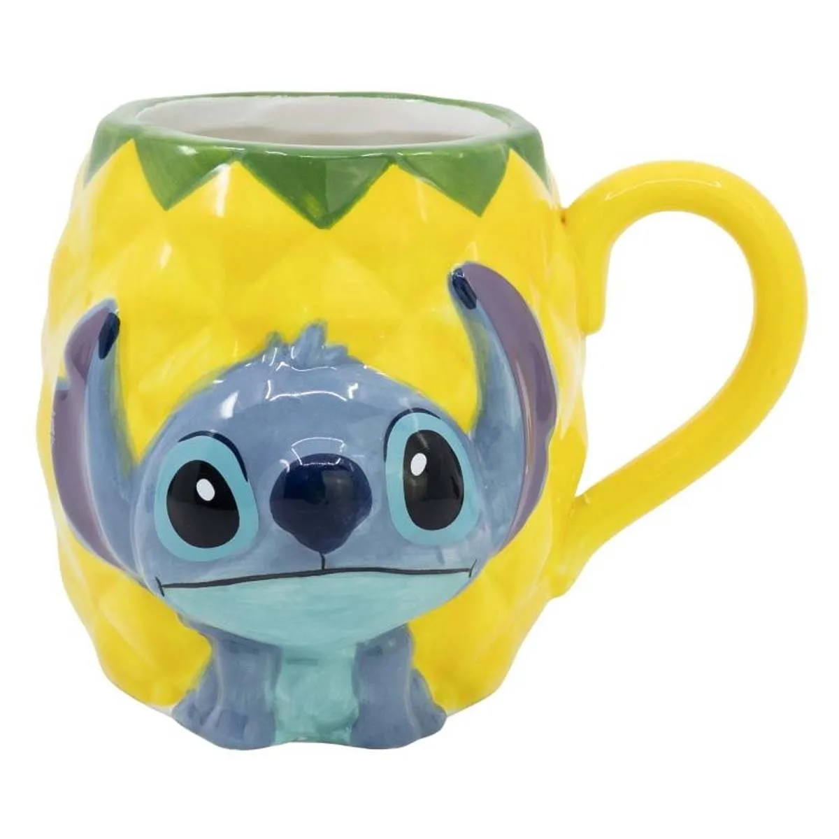 Disney Tasse 325ml 3D Stitch dans un Coffret Cadeau Collection Ananas Jaune