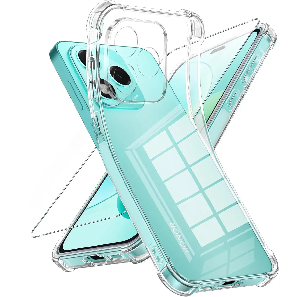 Little Boutik Coque Avec Verre Trempé Et Angles Renforcés Honor 400 Lite - Transparent