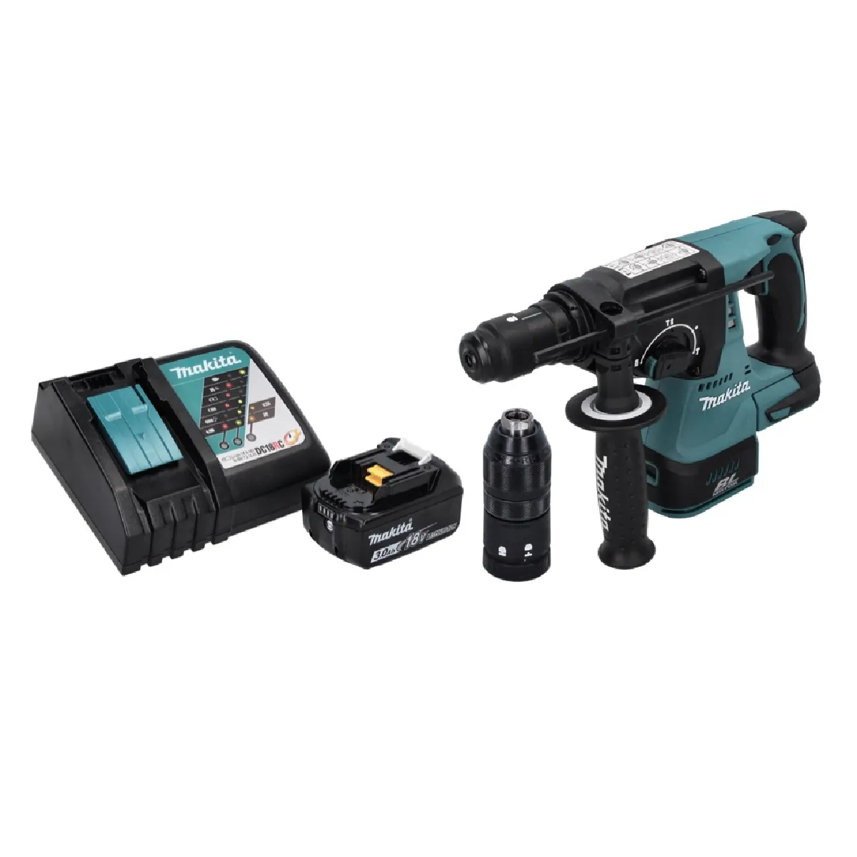 Makita DHR 243 M1 Marteau perforateur sans fil 18 V SDS plus Brushless + 1x batterie 4 0 Ah sans chargeur - vue 9