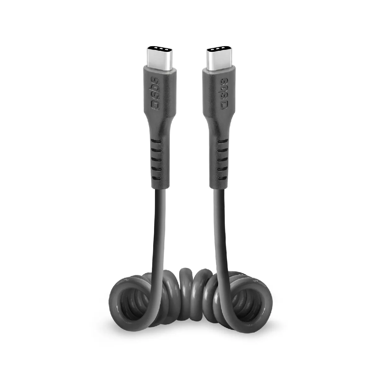 Sbs Noir Câble Usb-C Spiralé De 0,5 M