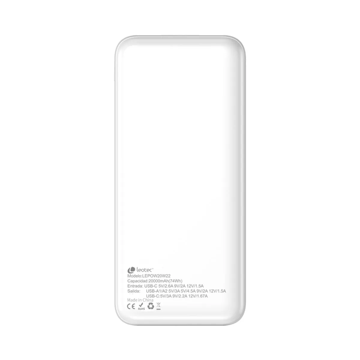 Leotec Blanc Batterie Externe - 20 000 Mah