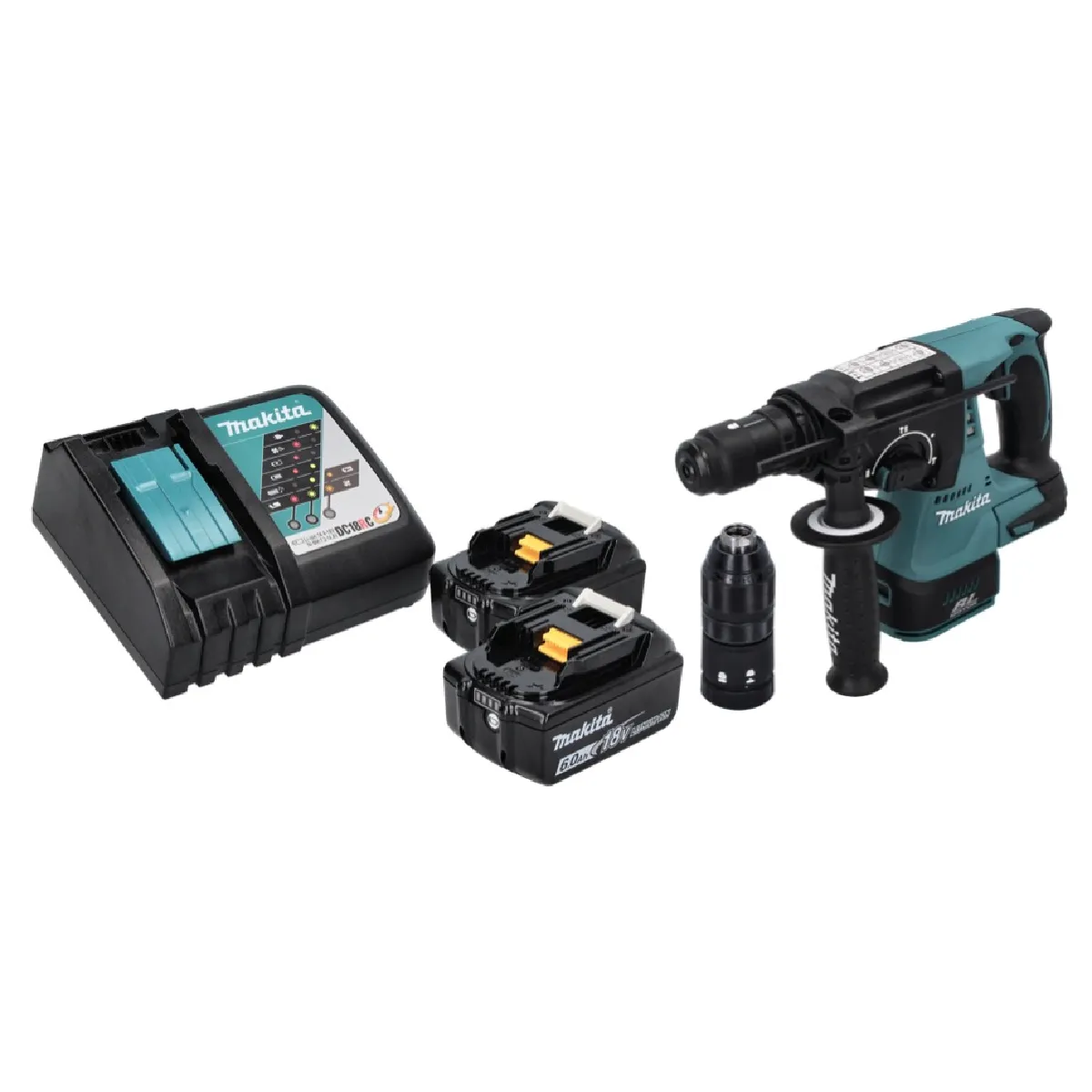 Makita DHR 243 RG Marteau perforateur sans fil 18 V SDS plus Brushless + 2x batterie 6 0 Ah + chargeur