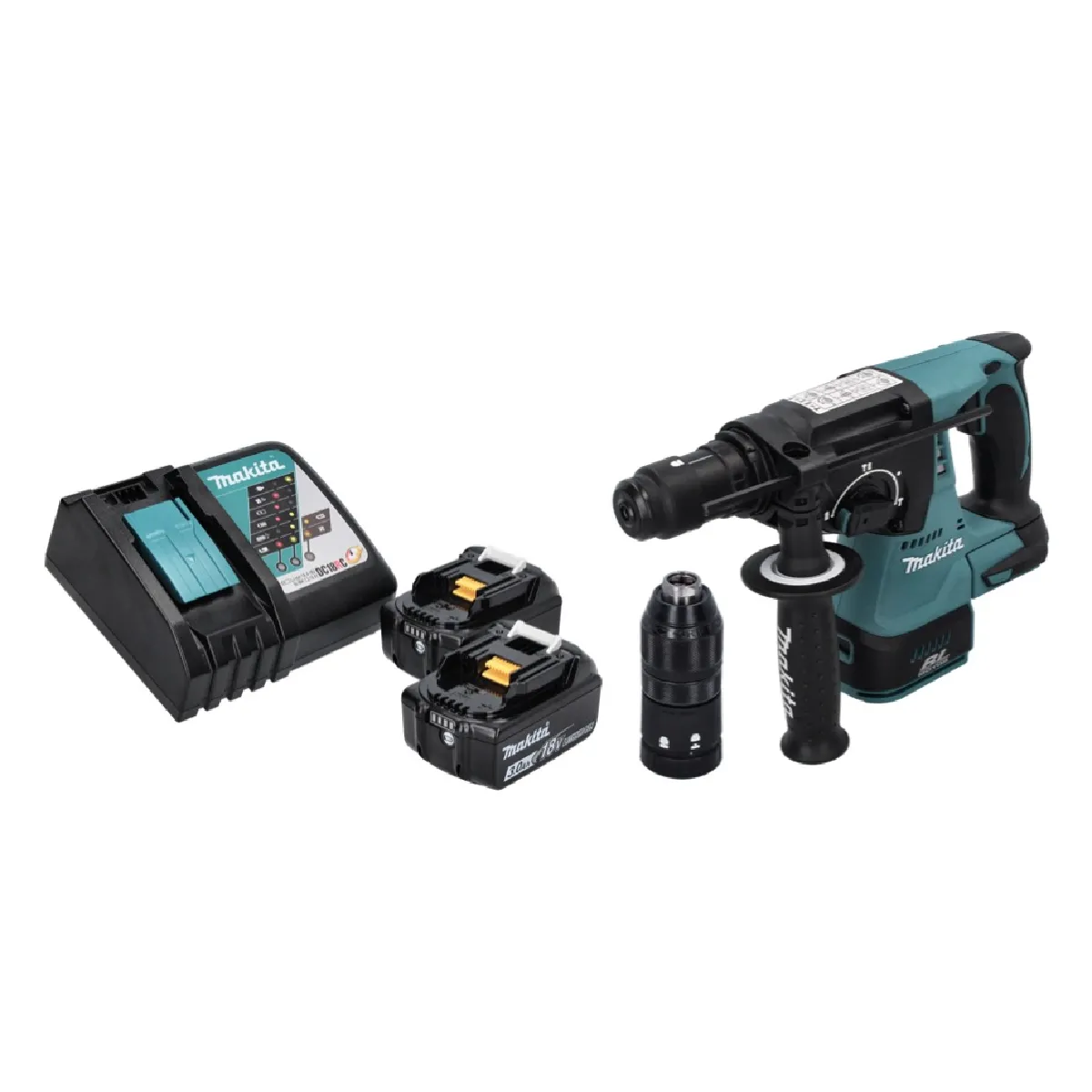 Makita DHR 243 RT1 Marteau perforateur sans fil 18 V SDS plus Brushless + 1x batterie 5 0 Ah + chargeur - vue 3