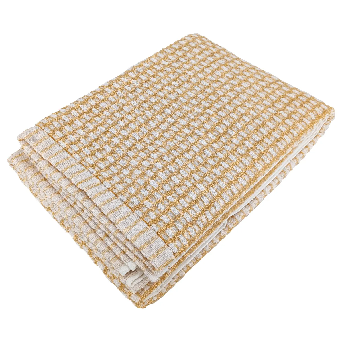 Linnea Drap de bain coton à carreaux - Jaune