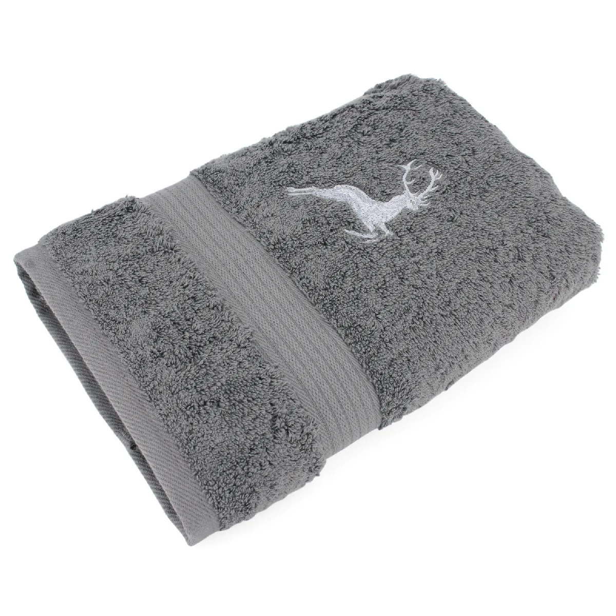 Linnea serviette de toilette brodée cerf - Gris
