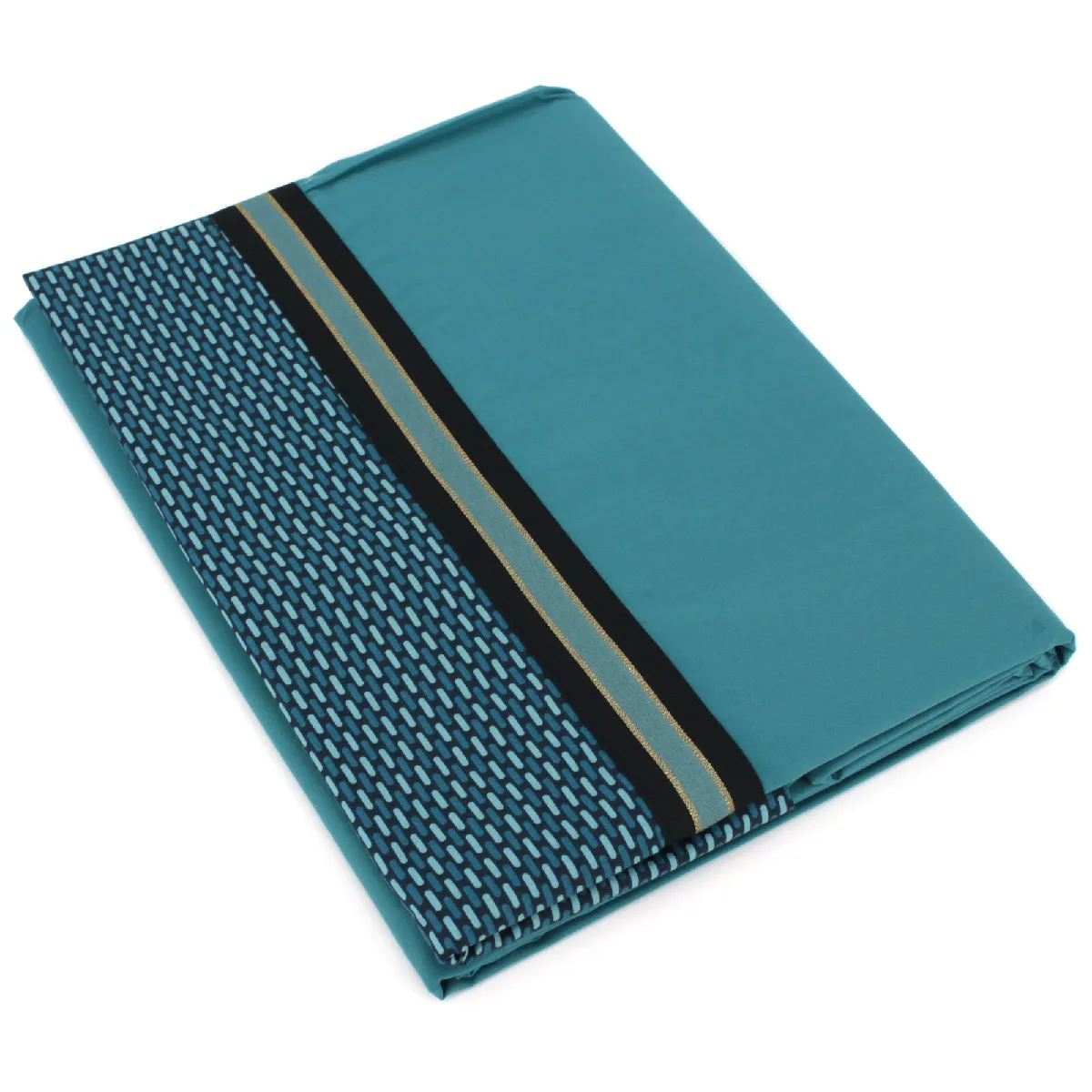 LINNEA  Drap plat 280x325 cm percale de coton GUSTAV vert Emeraude