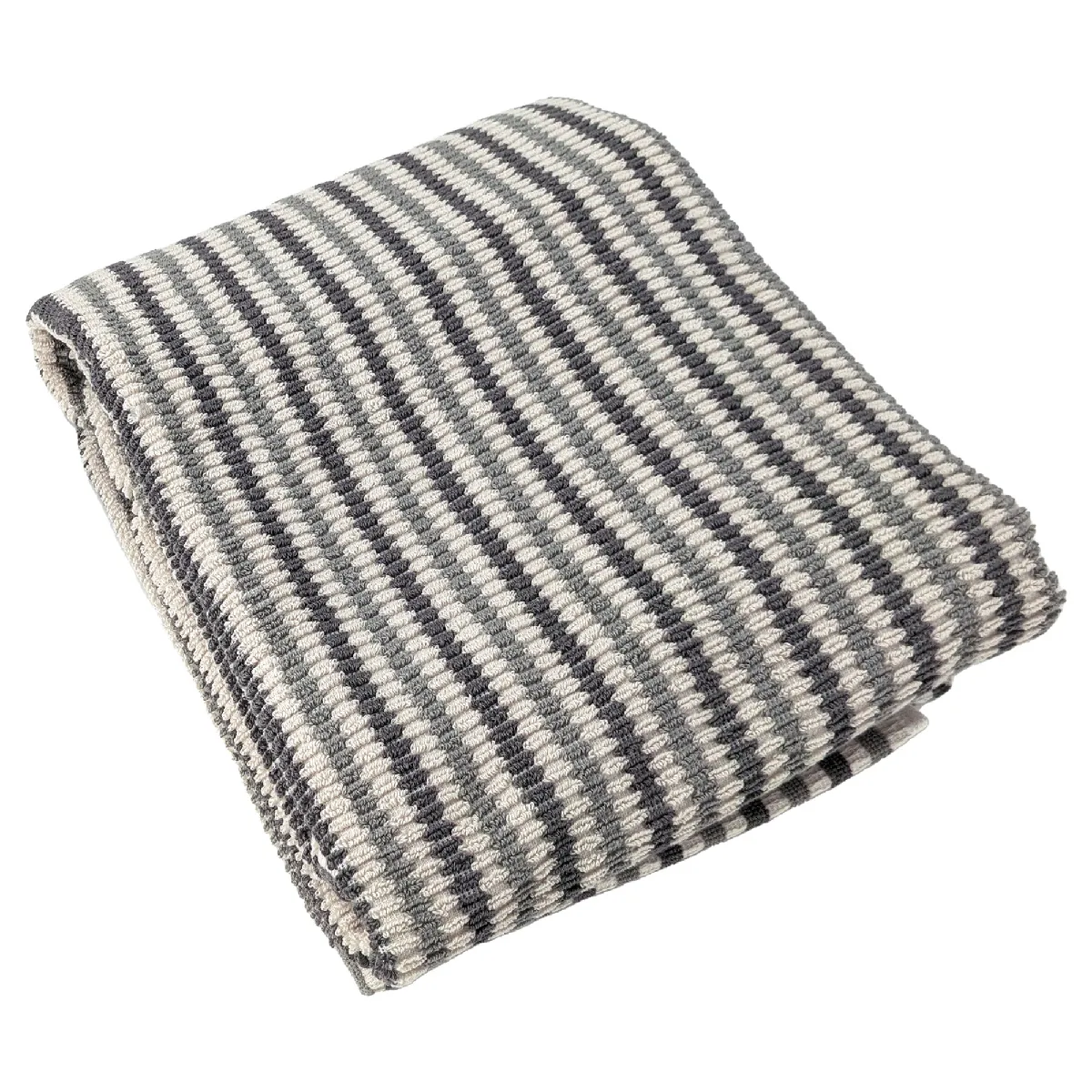 Linnea drap de bain rayé en coton - Gris