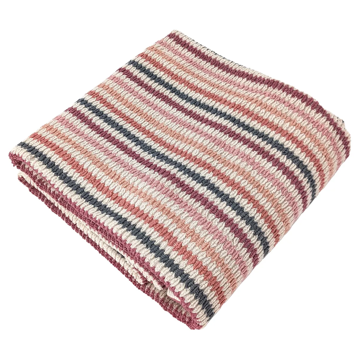 Linnea drap de bain rayé en coton - Rose