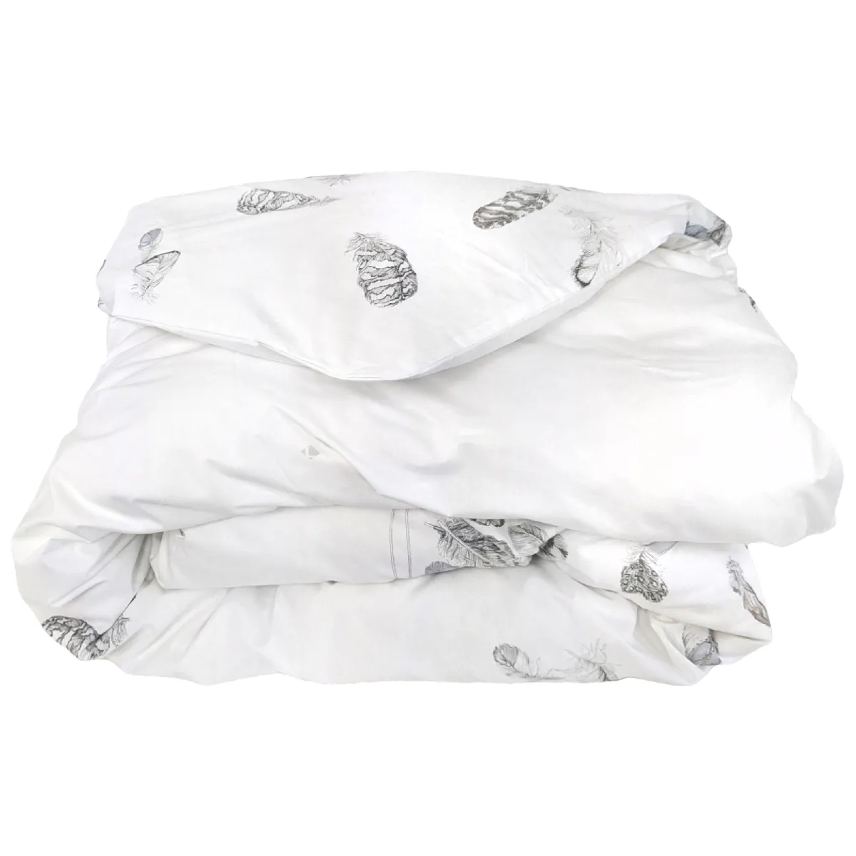 LINNEA Housse de couette percale pur coton plumes 240x220 cm - Blanc