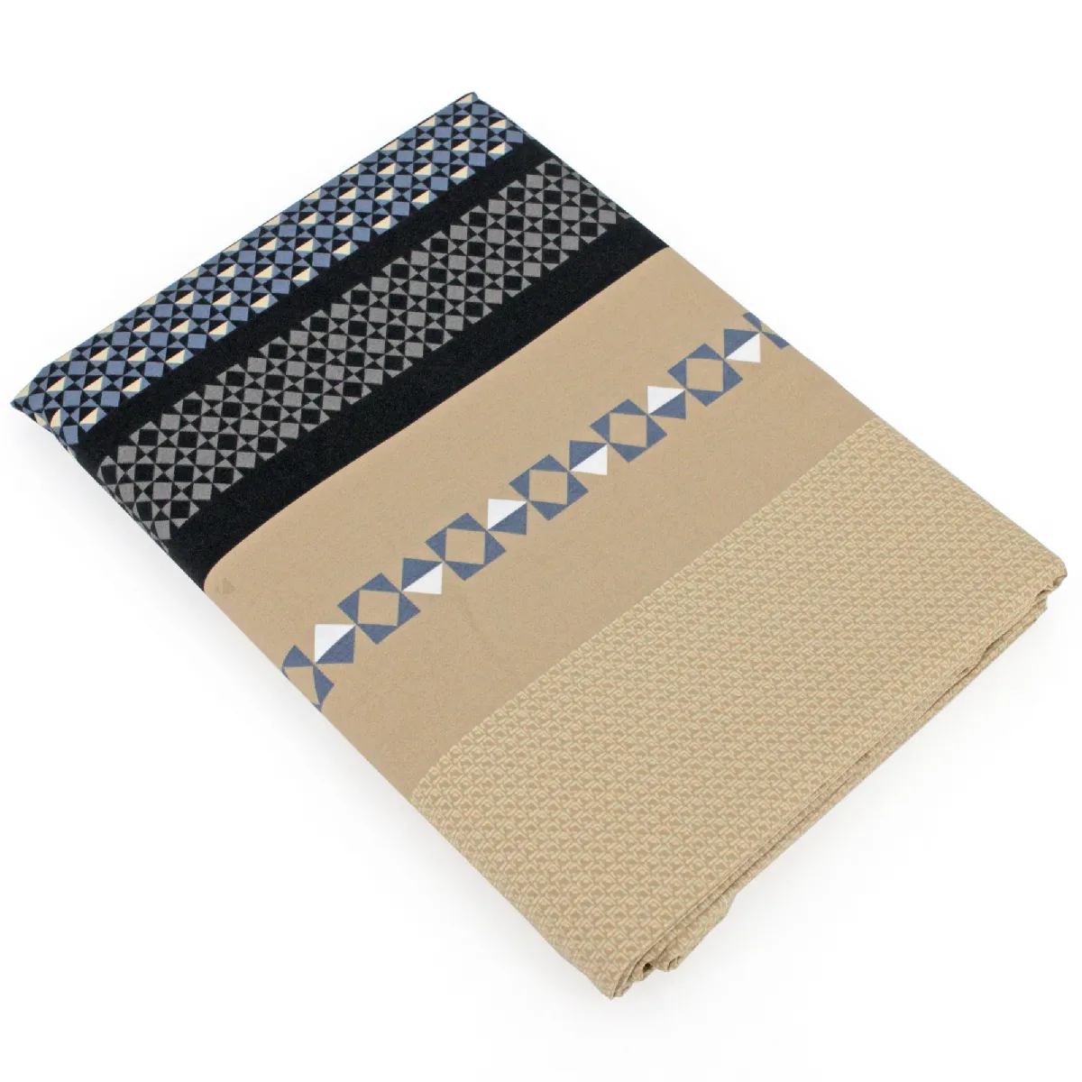 LINNEA Drap plat percale de coton MARLOW 180x290 cm - Multicolore Acier