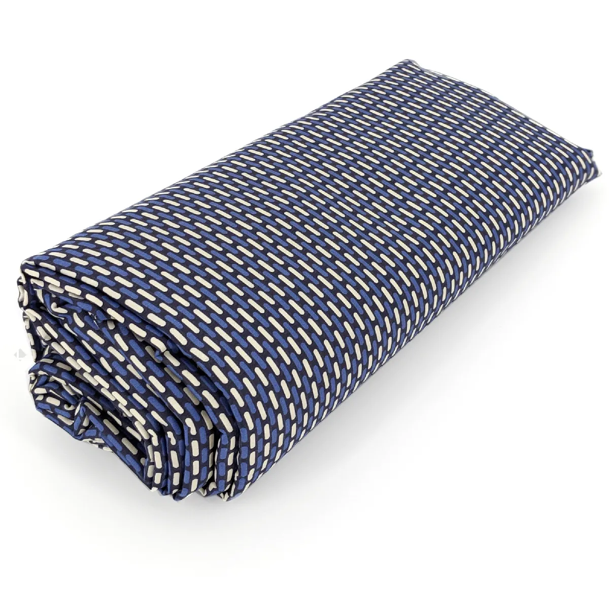 LINNEA Drap housse imprim&eacute; 200x200 cm satin de coton enzo bleu