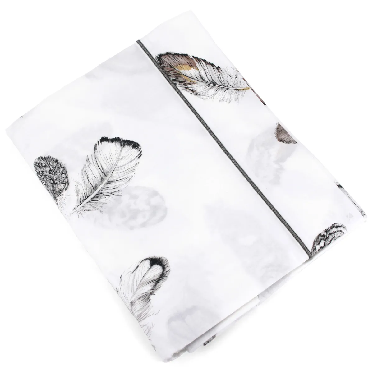 Drap plat percale pur coton plumes 180x290 cm - Blanc