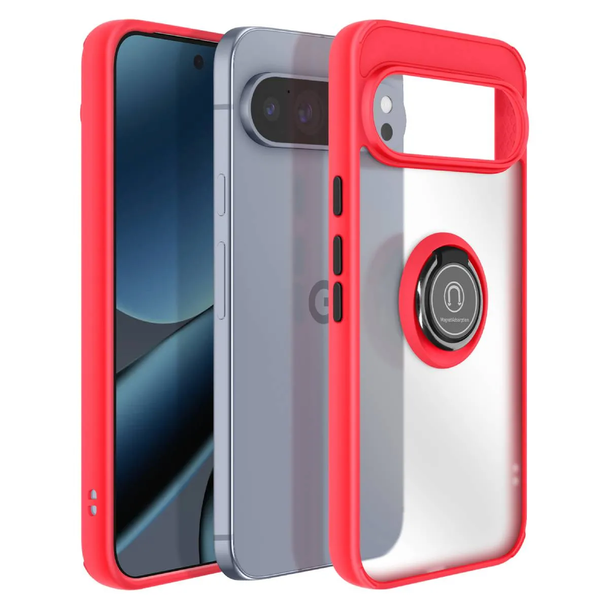 Avizar Rouge Coque Pour Google Pixel 10 / 10 Pro Antichoc Avec Bague Magnétique - Image 2