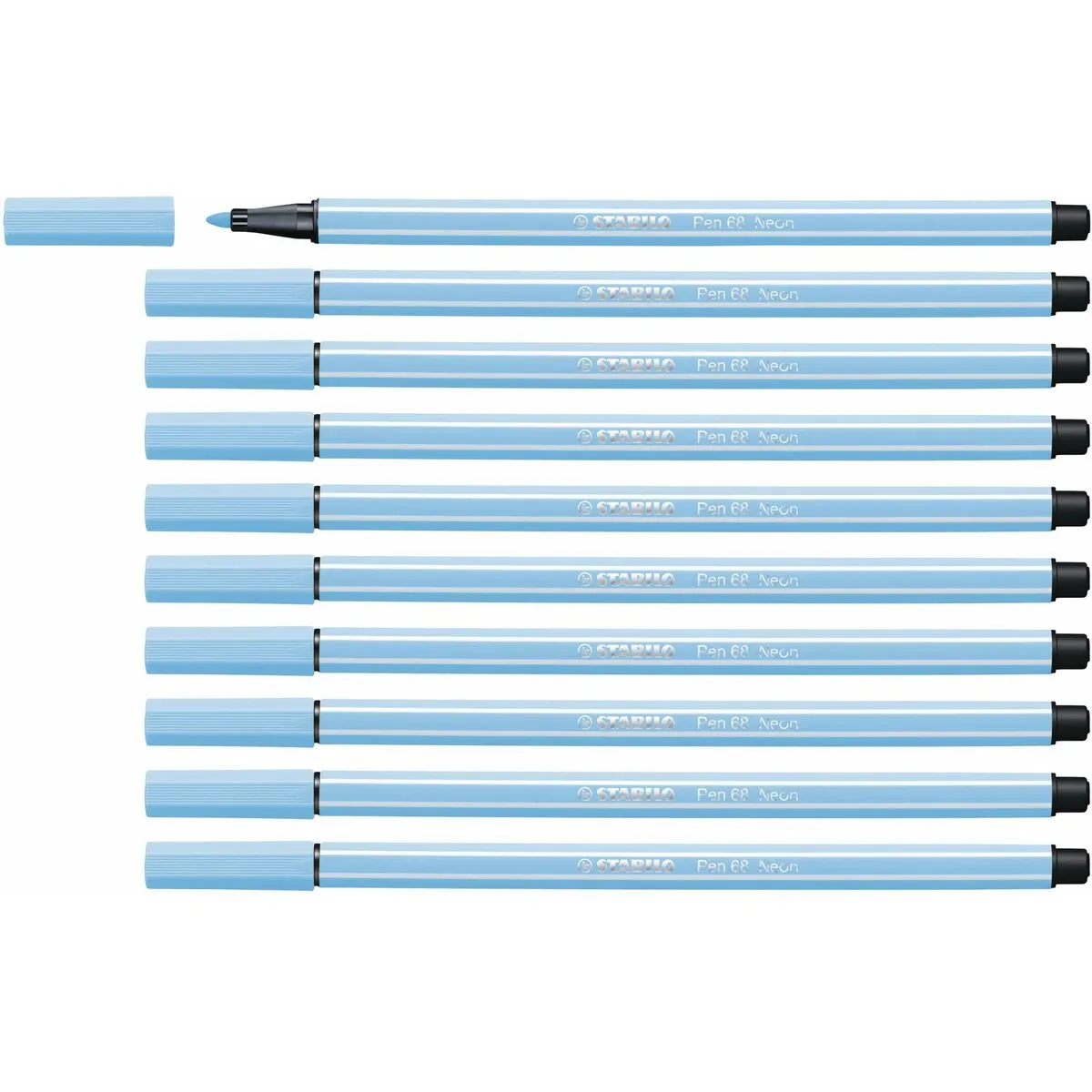 Feutres Stabilo Pen 68 Fluorescent Bleu (10 Pièces)