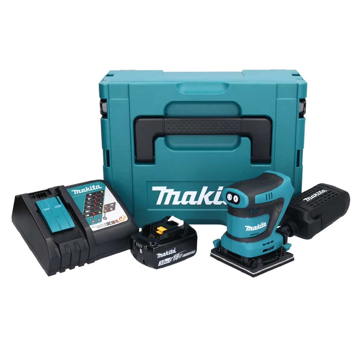 Makita DBO 480 RF1J Ponceuse vibrante sans fil 18 V 112 x 102mm + 1x Akku 3 0 Ah + Chargeur + Coffret Makpac - vue 2