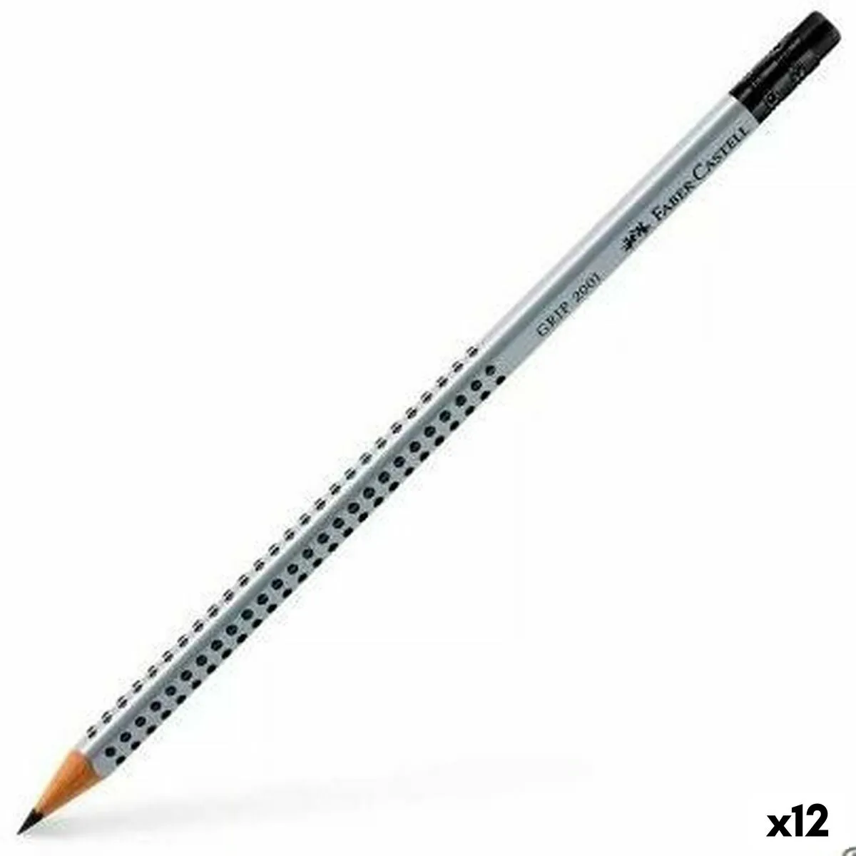 Crayon avec gomme faber-castell grip 2001 &eacute;cologique hb (12 unit&eacute;s)