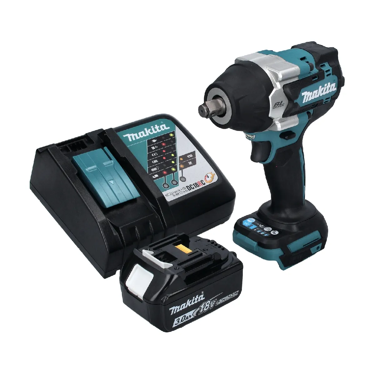 Makita DTW 700 RF1 Visseuse à chocs sans fil 18 V 700 Nm 1/2 XPT Brushless + 1x Batterie 3,0 Ah + Chargeur