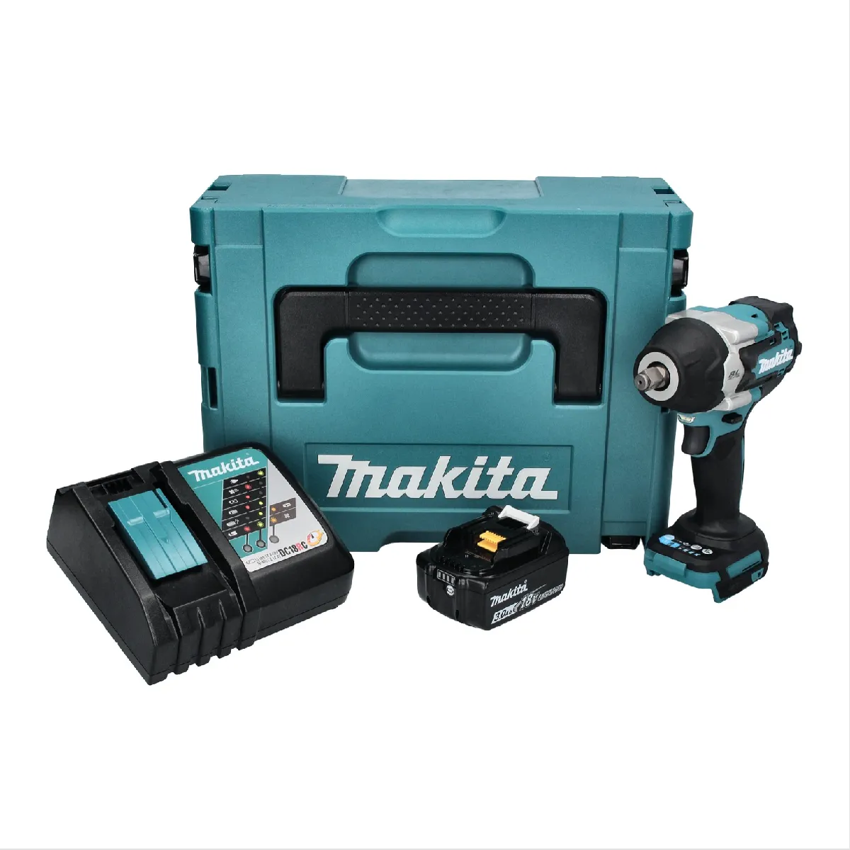 Makita DTW 700 RF1J Visseuse à chocs sans fil 18 V 700 Nm 1/2 XPT Brushless + 1x Batterie 3,0 Ah + Chargeur + Makpac