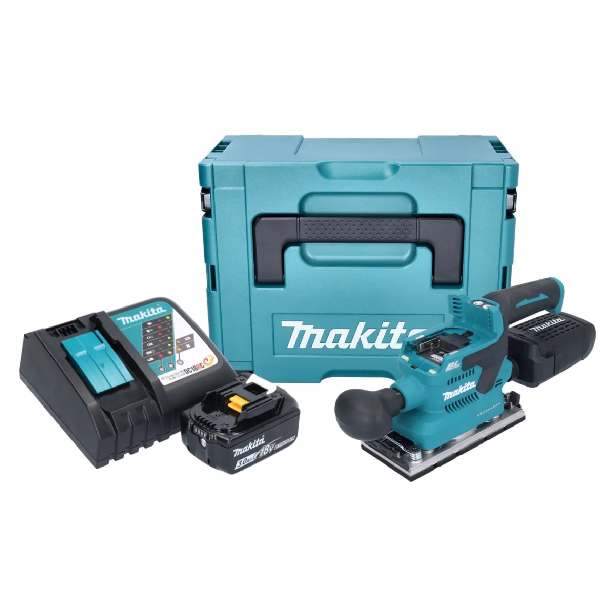 Makita DBO 382 RF1J Ponceuse vibrante sans fil 18 V 93 x 185 mm Brushless + 1x batterie 3 0 Ah + chargeur + Makpac - vue 2