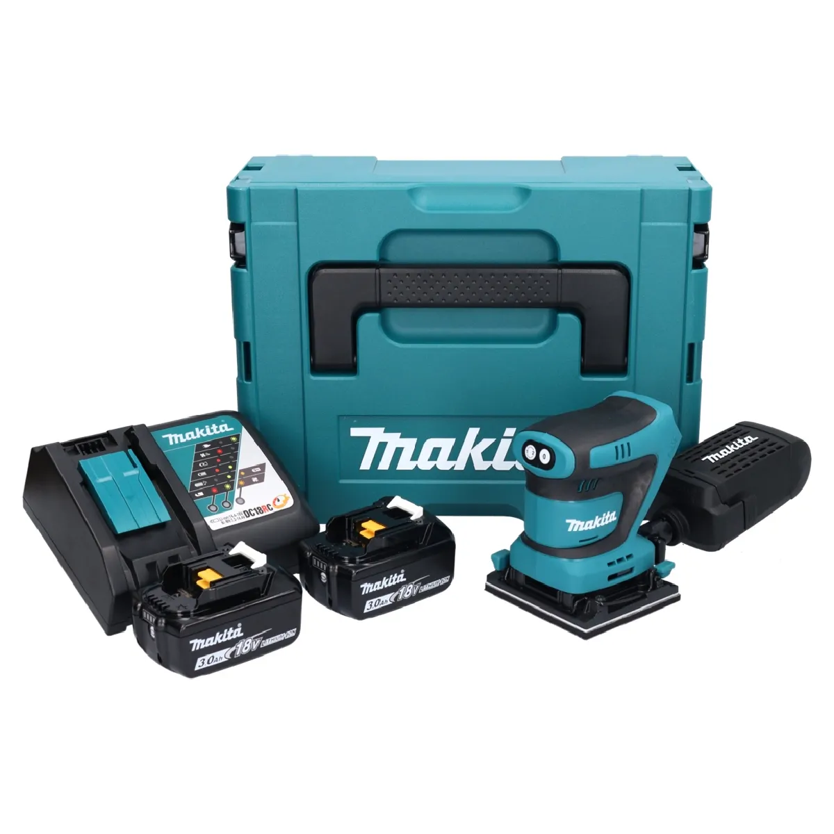 Makita DBO 480 RFJ Ponceuse vibrante sans fil 112 x 102mm 18 V + 2x Batteries 3 0 Ah + Chargeur + Coffret Makpac - vue 2